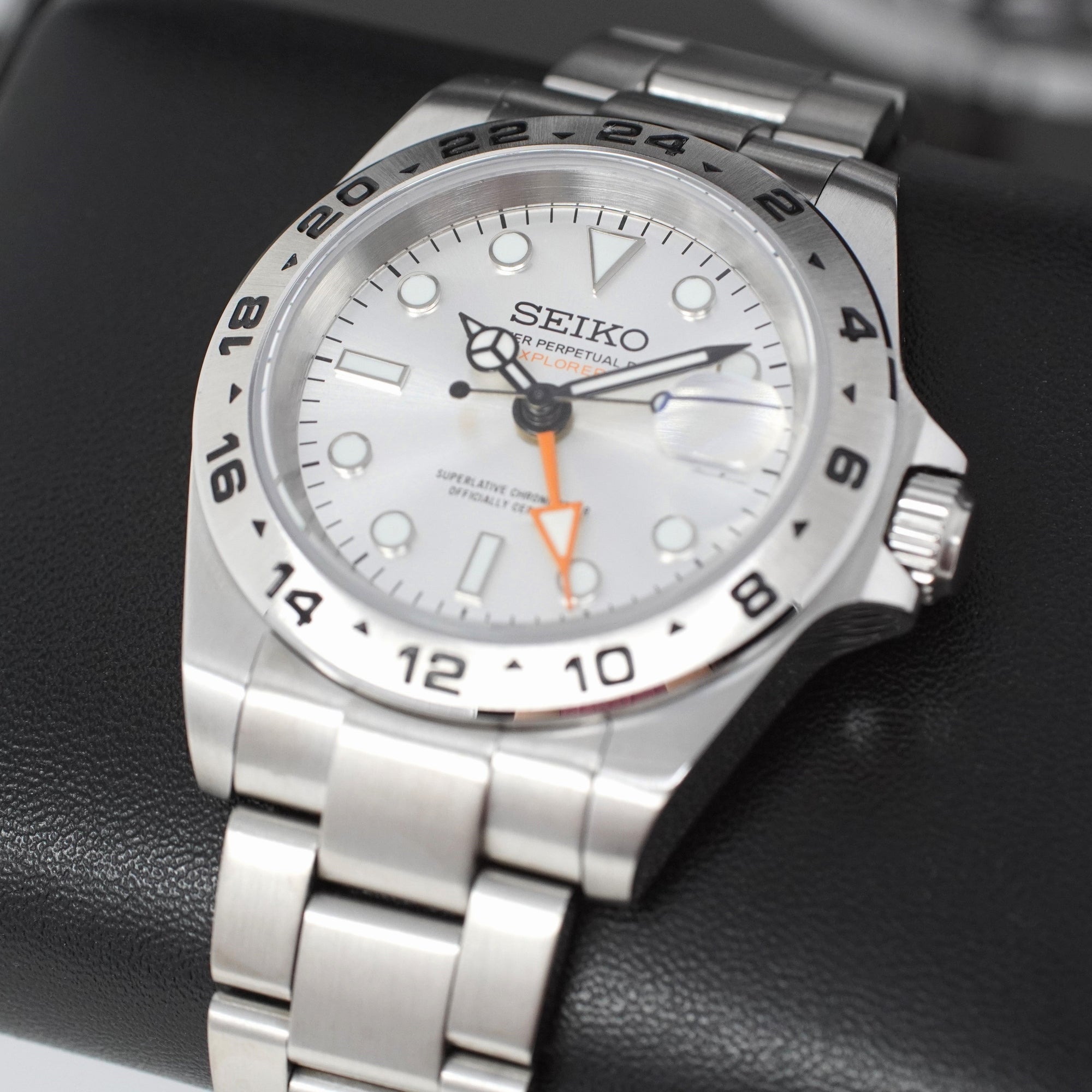 Custom Exp II Watch | White or Silver | 4 Hand GMT | 41mm, Stainless Steel Sports Watch, White Dial, NH34 Automatic Movement