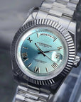 day date ice blue roman dial with Silver band