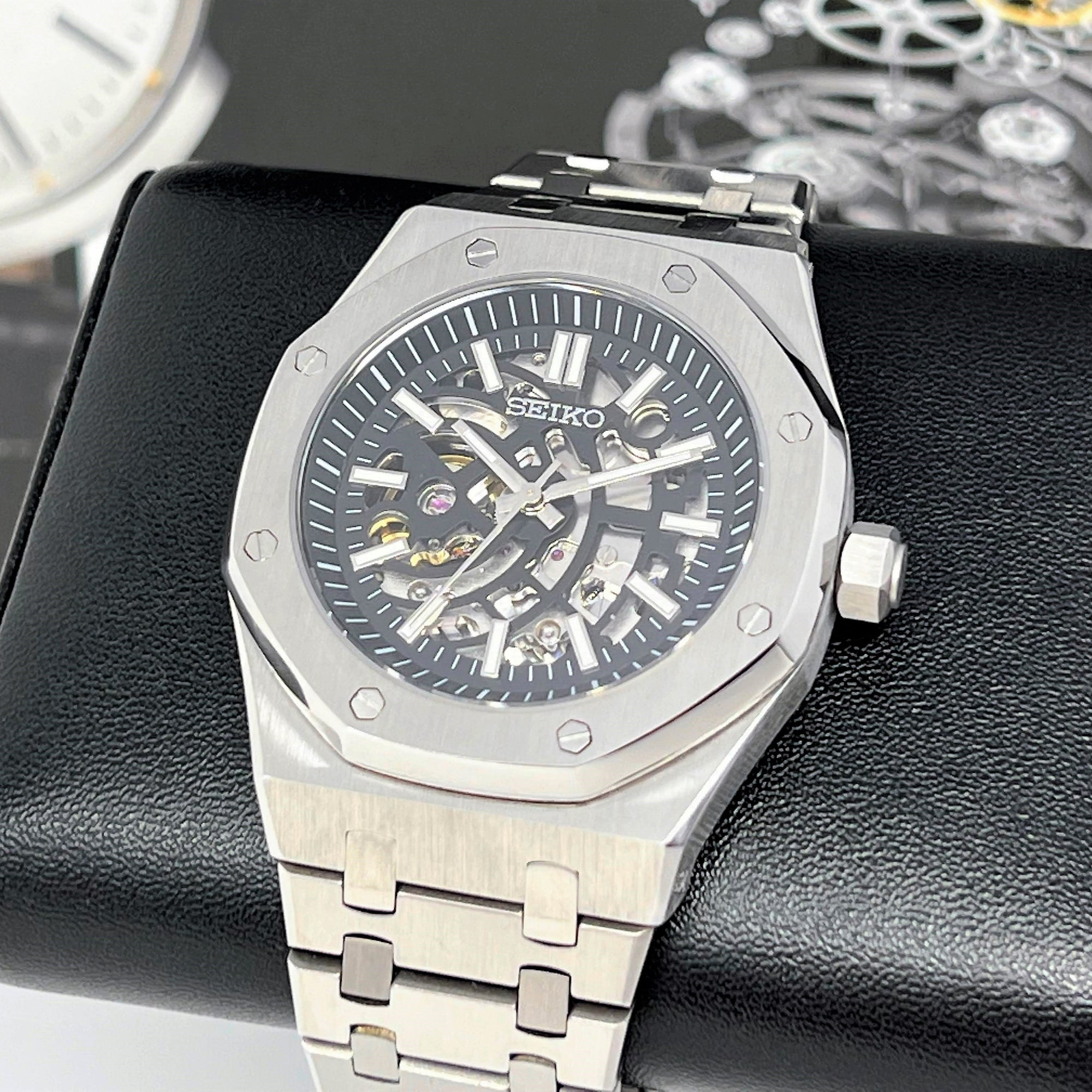 Seikoak Skeleton | Modern Stainless Steel | Luxury Watch | Ghost Mod | Watch Mod | Open Heart | Open Case Watch | Transparent