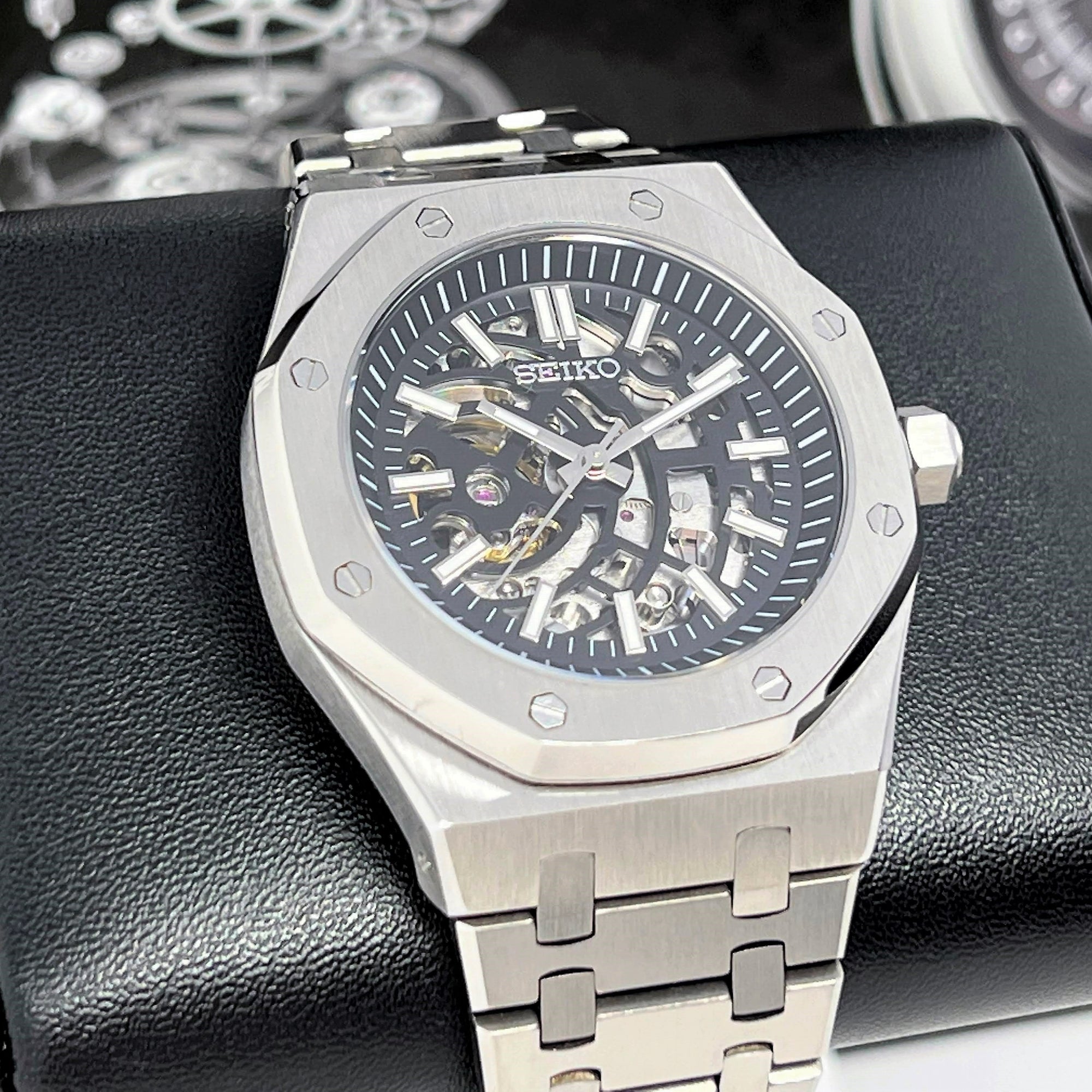 Seikoak Skeleton | Modern Stainless Steel | Luxury Watch | Ghost Mod | Watch Mod | Open Heart | Open Case Watch | Transparent