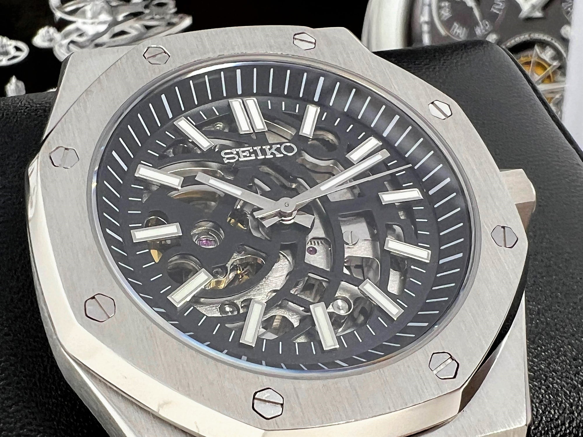 Seikoak Skeleton | Modern Stainless Steel | Luxury Watch | Ghost Mod | Watch Mod | Open Heart | Open Case Watch | Transparent
