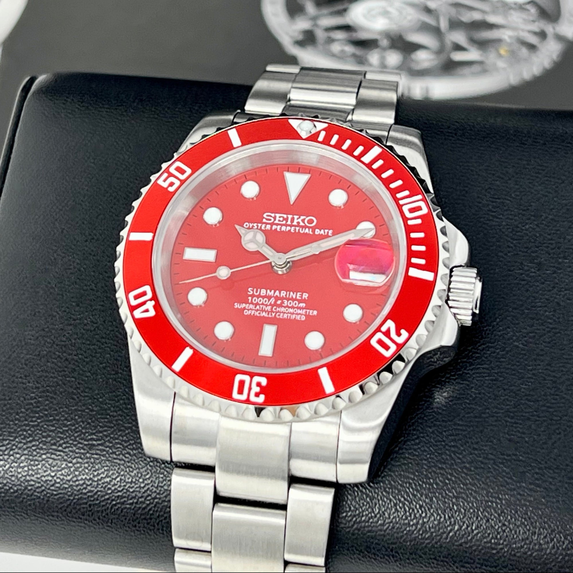 Custom Red Sub Watch | "Iron Man" | Sapphire Crystal | Red Bezel | Red Dial Watch Mod | NH35 Automatic