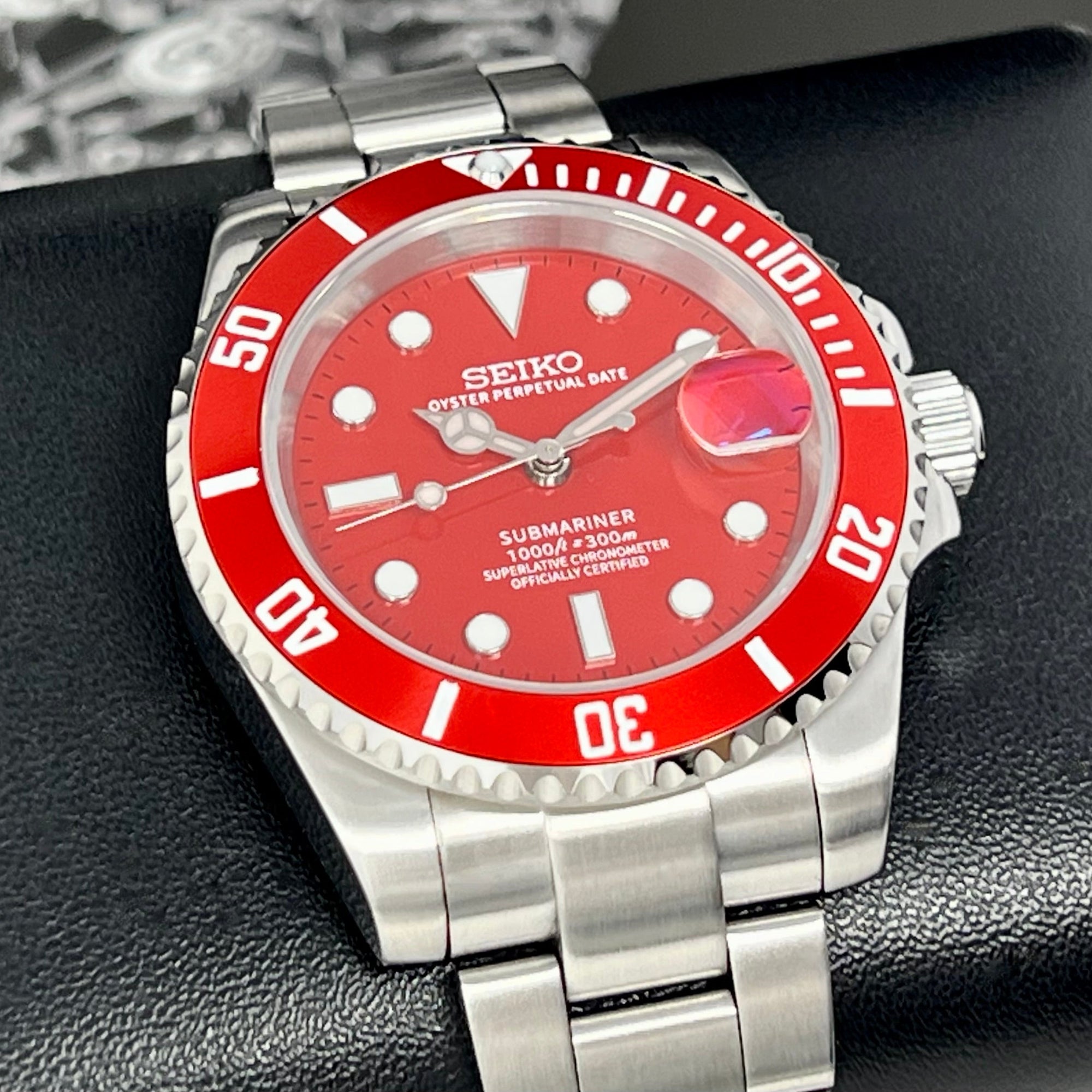 Custom Red Sub Watch | "Iron Man" | Sapphire Crystal | Red Bezel | Red Dial Watch Mod | NH35 Automatic