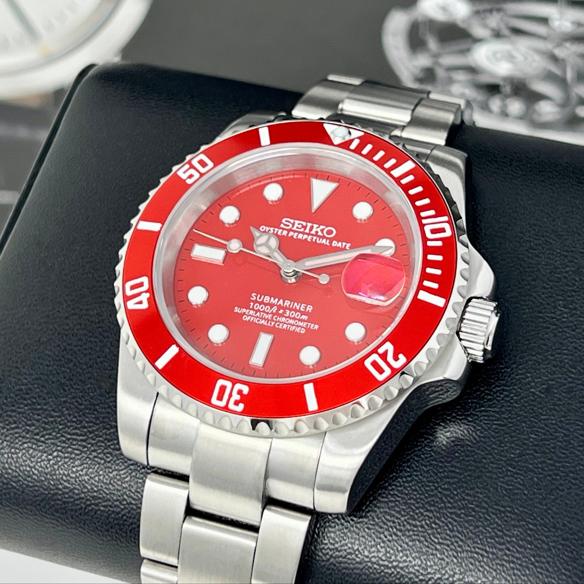 Custom Red Sub Watch | "Iron Man" | Sapphire Crystal | Red Bezel | Red Dial Watch Mod | NH35 Automatic