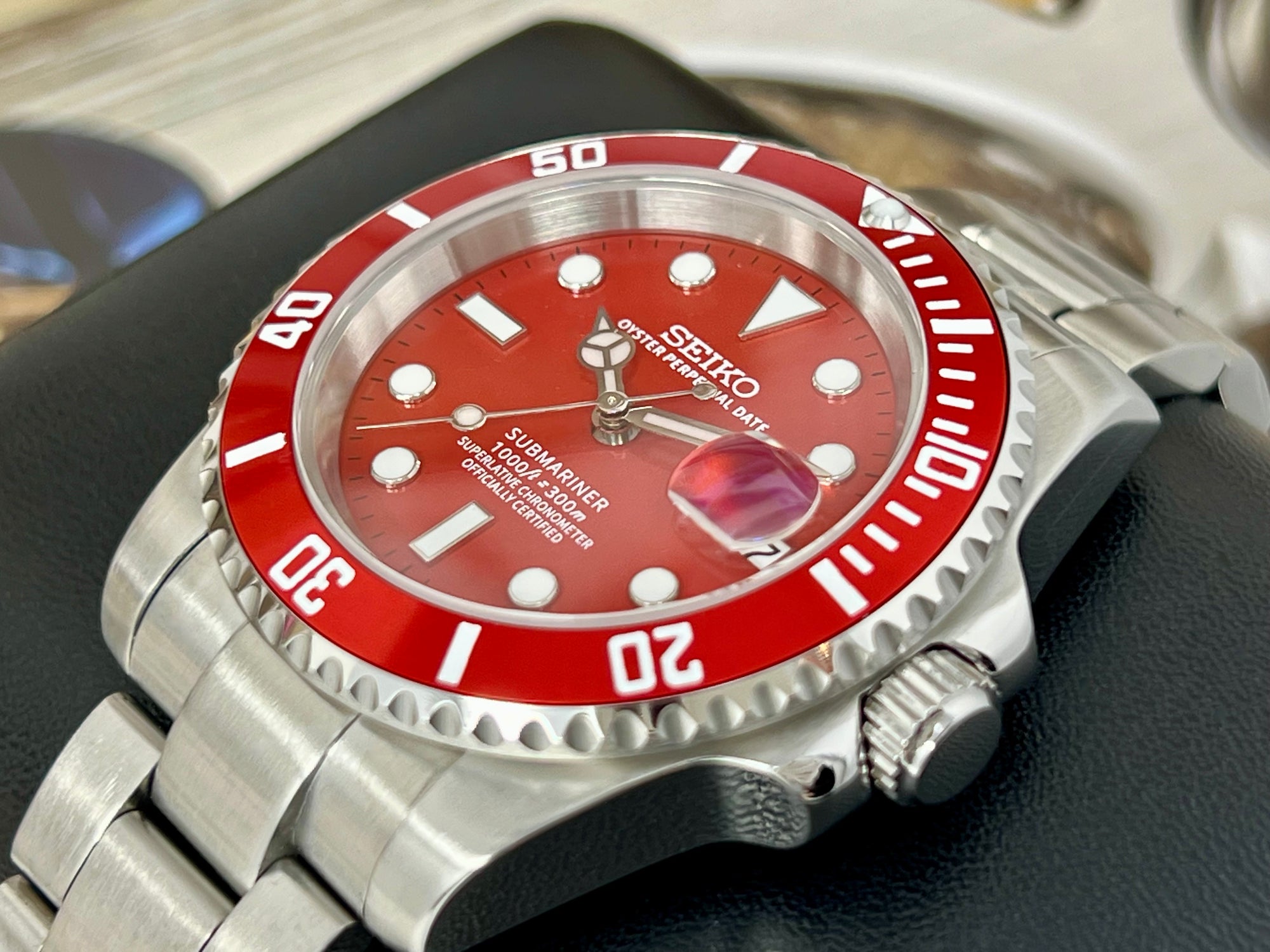 Custom Red Sub Watch | "Iron Man" | Sapphire Crystal | Red Bezel | Red Dial Watch Mod | NH35 Automatic