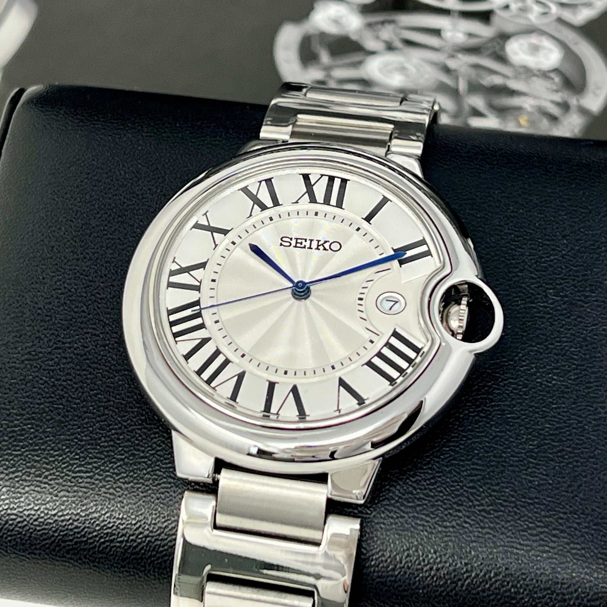 Custom Ballon Bleu Mod | Stainless Steel Watch | 41mm | Classic White Dial | Automatic Watch