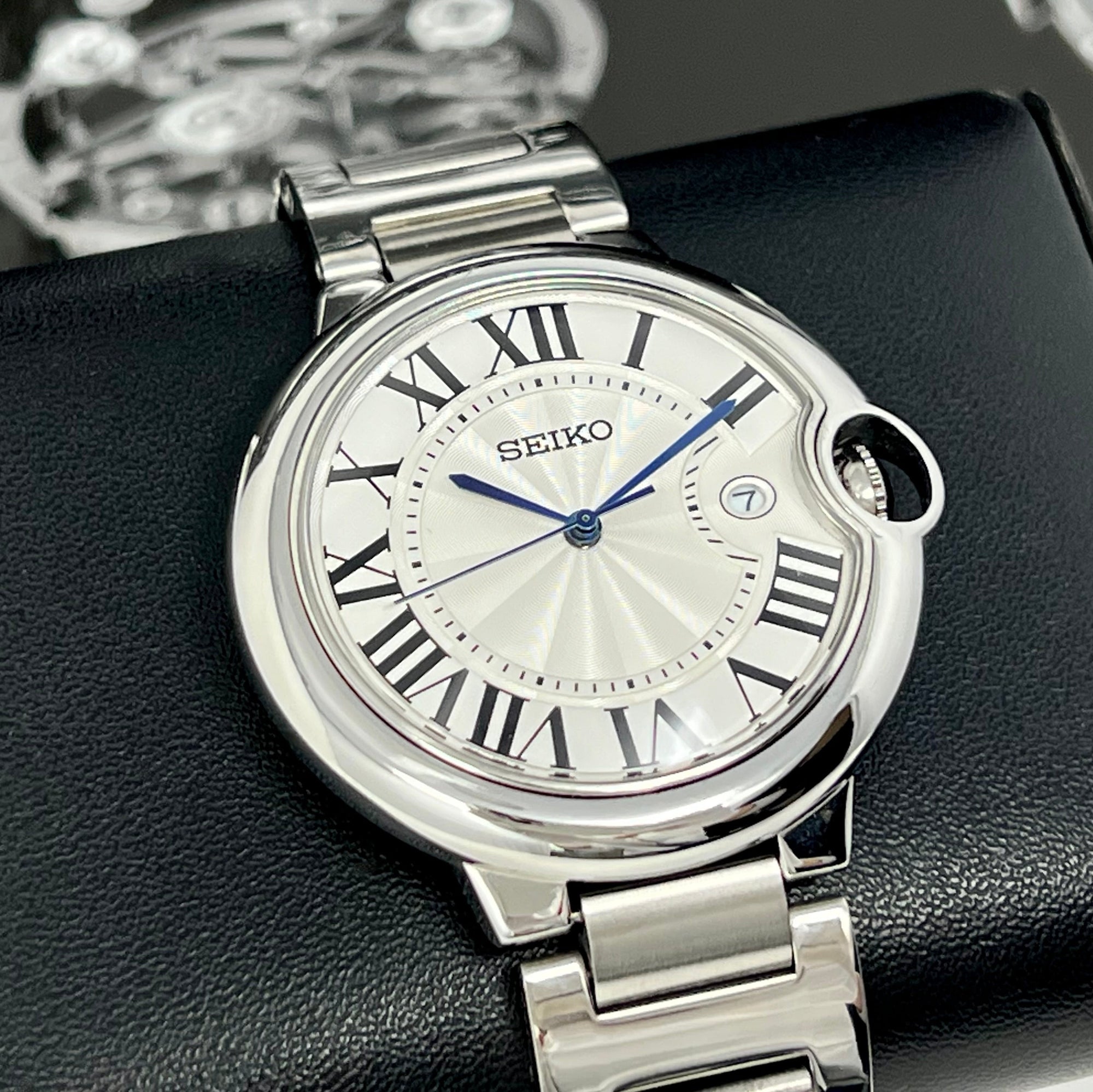 Custom Ballon Bleu Mod | Stainless Steel Watch | 41mm | Classic White Dial | Automatic Watch