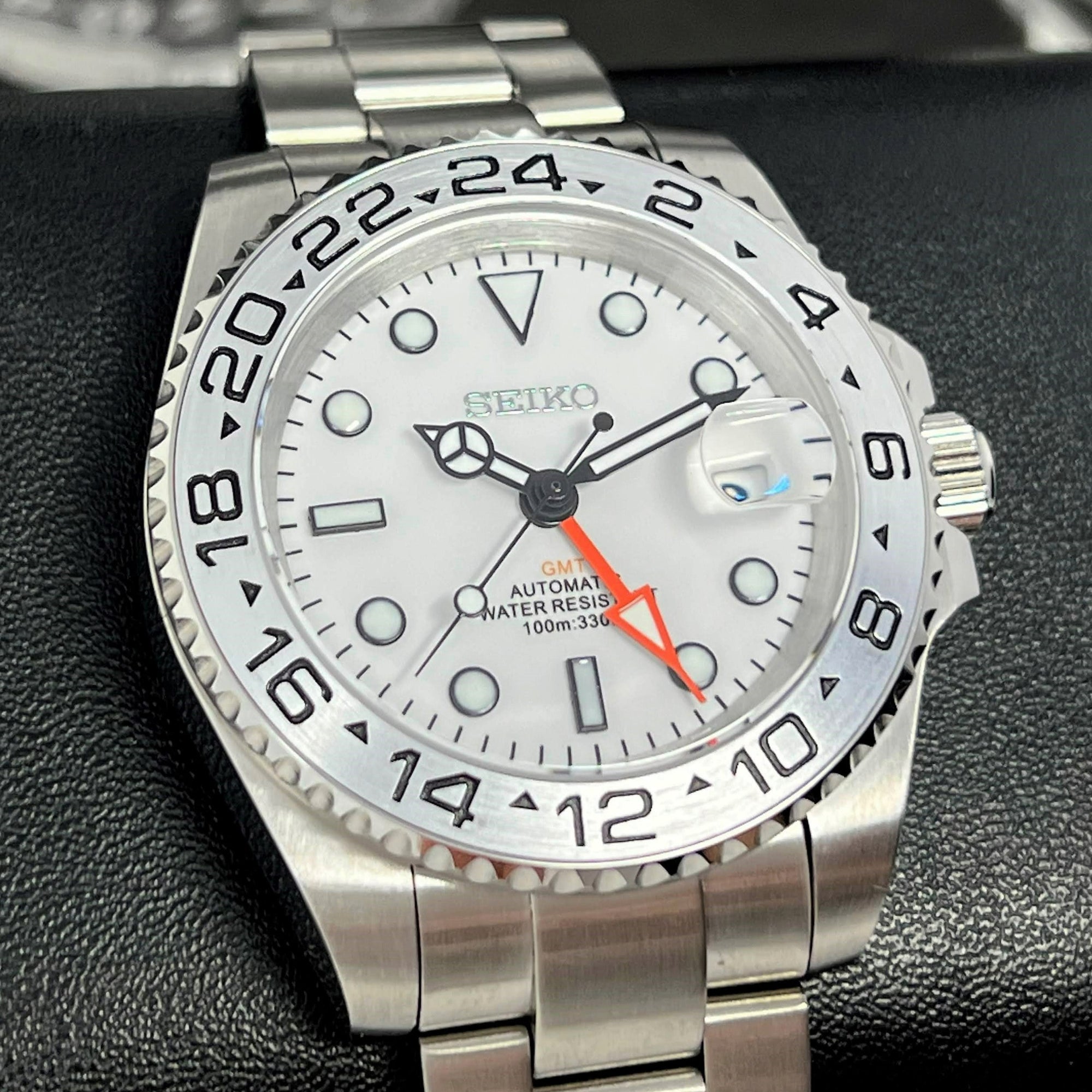 Custom Exp II Watch | 4 Hand GMT | Polar White 41mm, Stainless Steel Sports Watch, White Dial, NH34 Automatic Movement, Mens Gift
