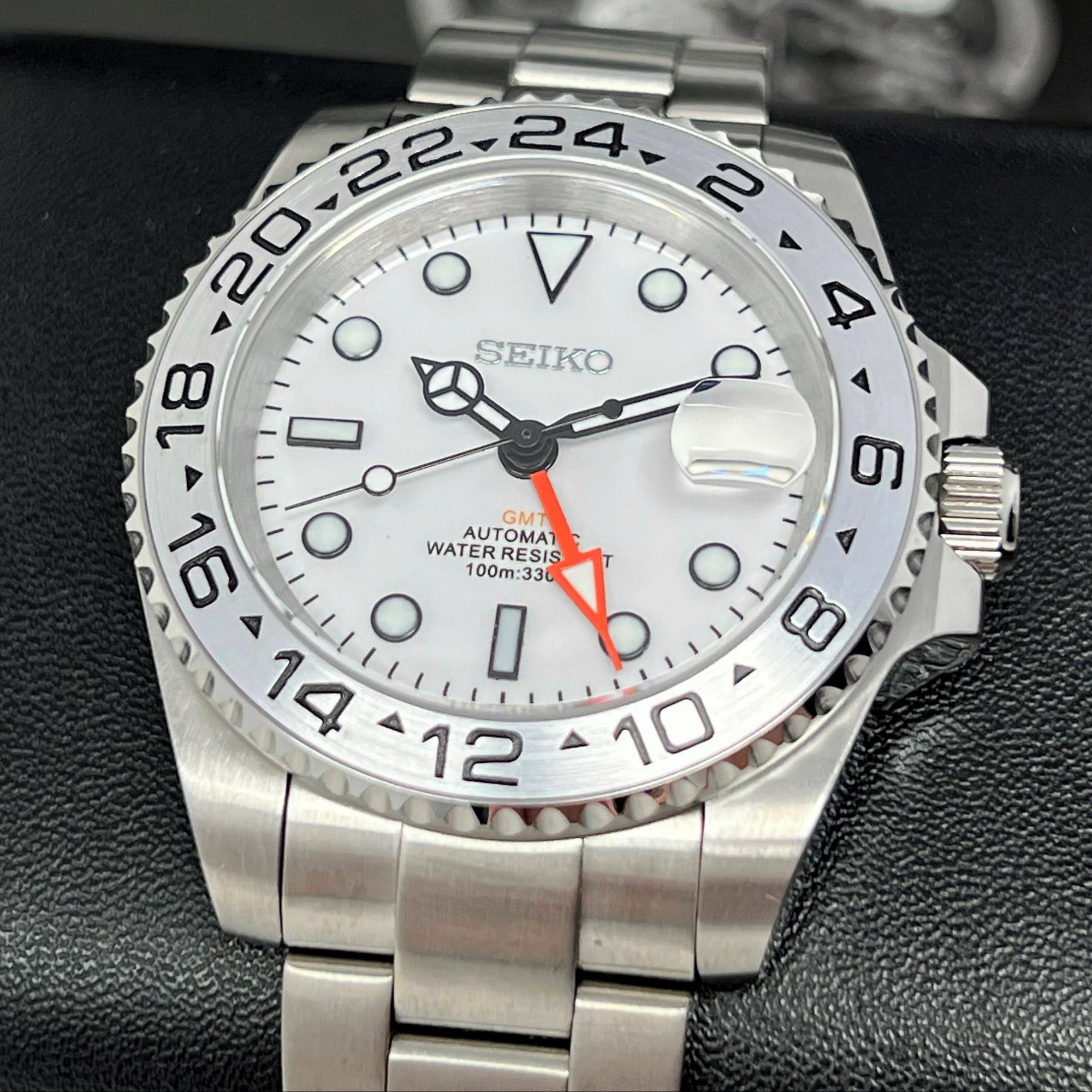 Custom Exp II Watch | 4 Hand GMT | Polar White 41mm, Stainless Steel Sports Watch, White Dial, NH34 Automatic Movement, Mens Gift