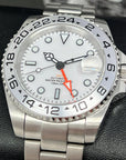 Custom Exp II Watch | 4 Hand GMT | Polar White 41mm, Stainless Steel Sports Watch, White Dial, NH34 Automatic Movement, Mens Gift