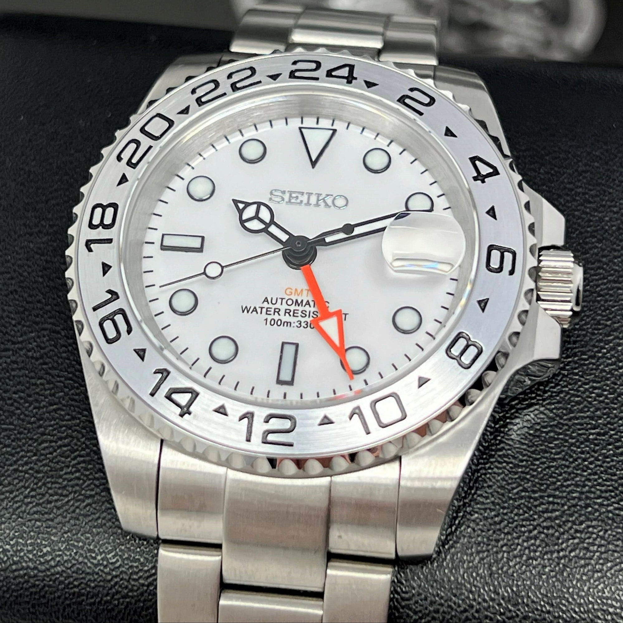 Custom Exp II Watch | 4 Hand GMT | Polar White 41mm, Stainless Steel Sports Watch, White Dial, NH34 Automatic Movement, Mens Gift