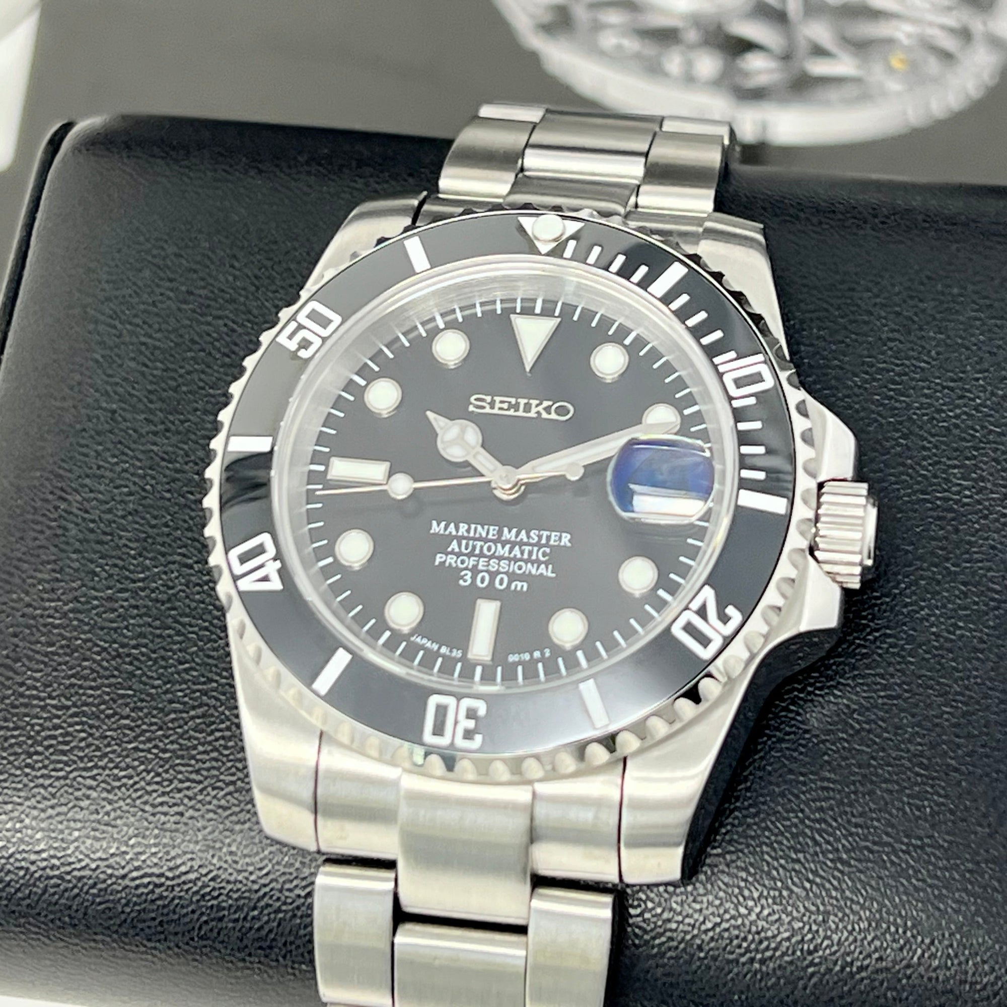 Custom Sub Watch | Stainless Steel | Sapphire Crystal | Ceramic Bezel Mod | Black Watch Mod | NH35 Automatic Movement