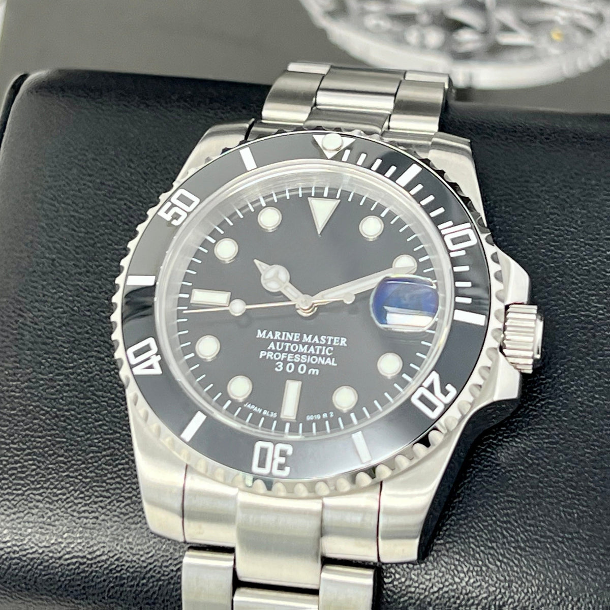 ★未使用品★極美品Steel Series HS25 309 Custom Mater Black Sub Watch | Black NH35 Stainless Steel | Seiko Mod