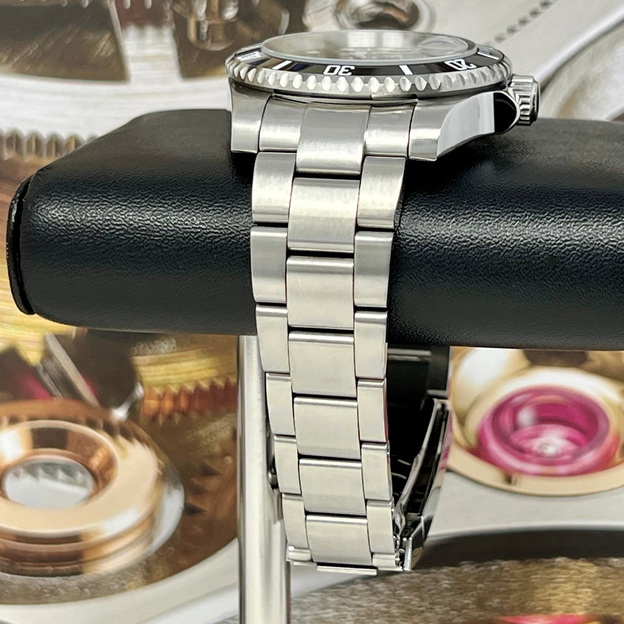 Custom Sub Watch | Stainless Steel | Sapphire Crystal | Ceramic Bezel Mod | Black Watch Mod | NH35 Automatic Movement