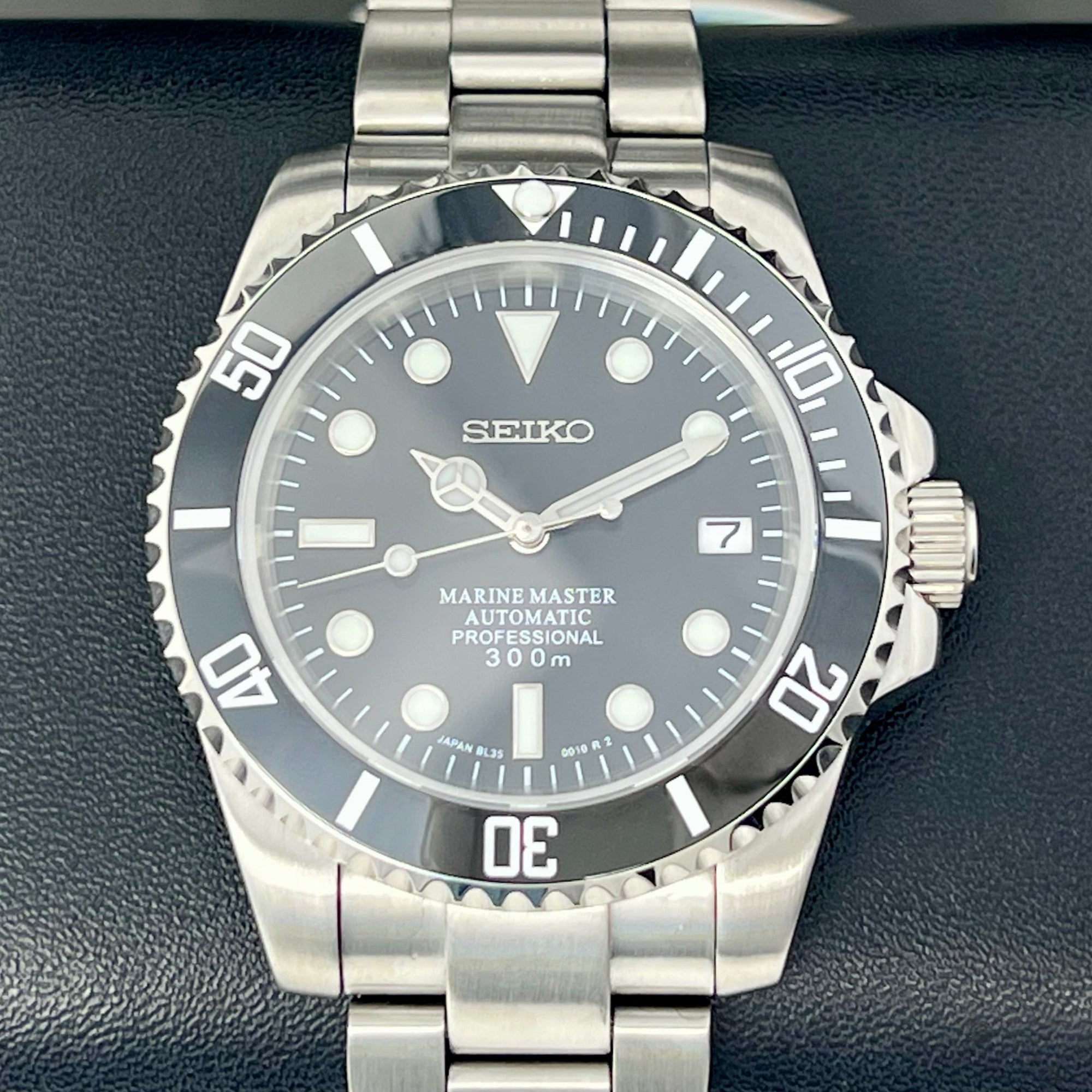 Custom Sub Watch | Stainless Steel | Sapphire Crystal | Ceramic Bezel Mod | Black Watch Mod | NH35 Automatic Movement