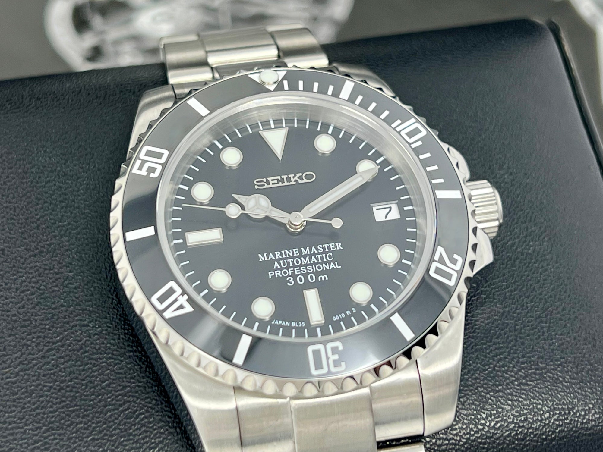 Custom Sub Watch | Stainless Steel | Sapphire Crystal | Ceramic Bezel Mod | Black Watch Mod | NH35 Automatic Movement