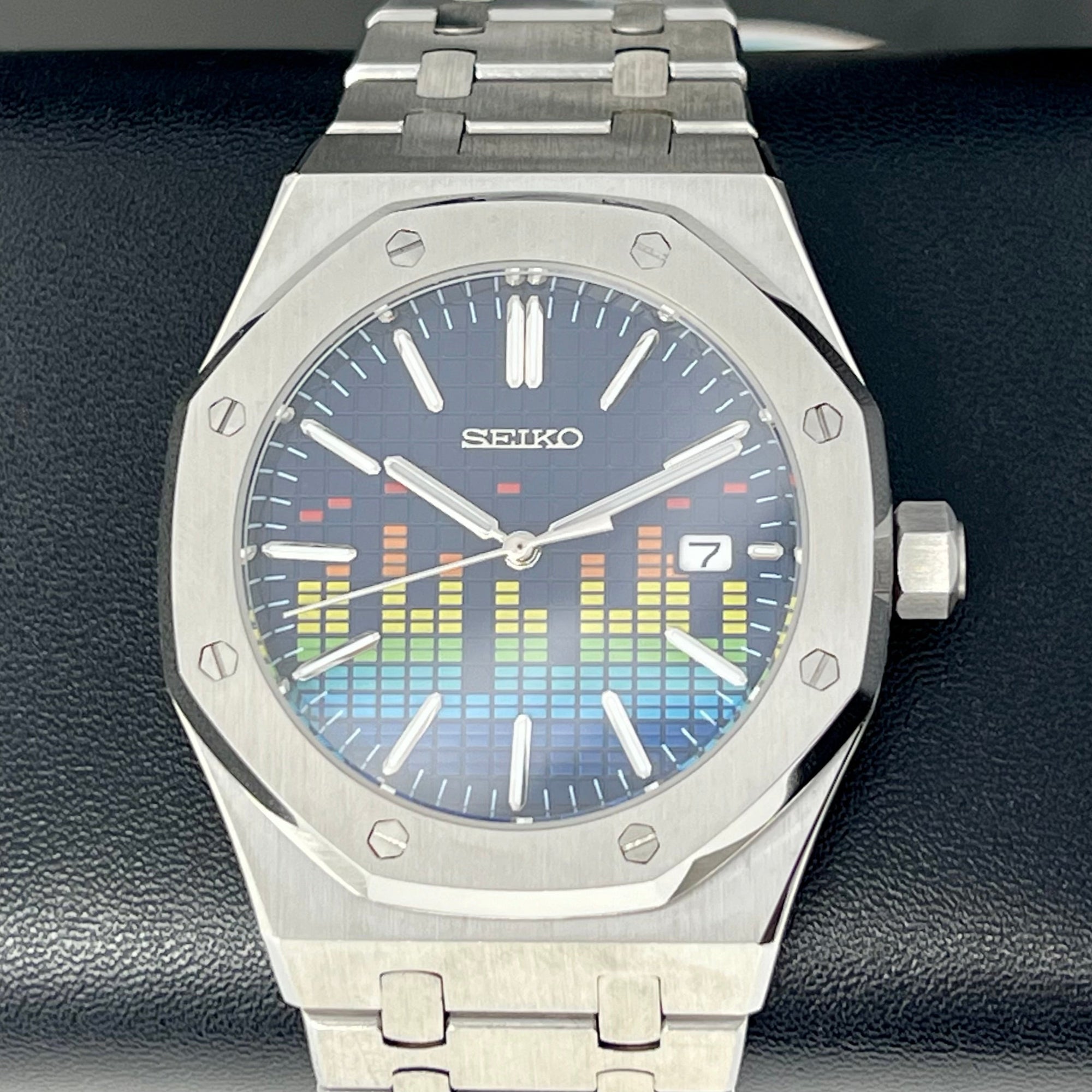 Seikoak Music Edition - Unique Equalizer Watch | Tapisserie Dial | Mod | Watch Mod | NH35 Automatic Movement | Blue Dial