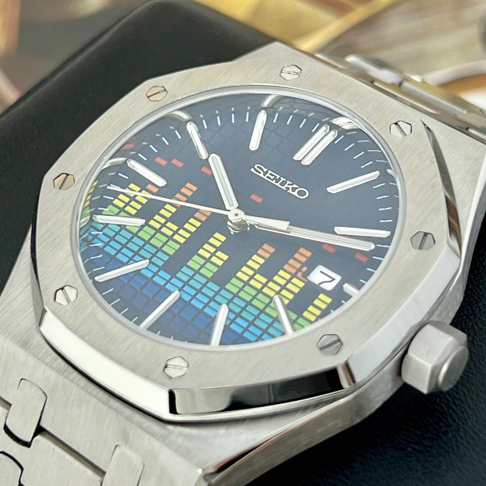 Seikoak Music Edition - Unique Equalizer Watch | Tapisserie Dial | Mod | Watch Mod | NH35 Automatic Movement | Blue Dial