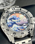 Custom Monster - Great Wave | Stainless Steel | Kanagawa | NH35 | Premium Luxury Wristwatch | Watch Mod