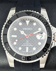 Custom Carbon Fiber Yacht with Red Second Hand | Modern Stainless Steel Sport Watch |