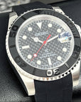 Custom Carbon Fiber Yacht with Red Second Hand | Modern Stainless Steel Sport Watch |