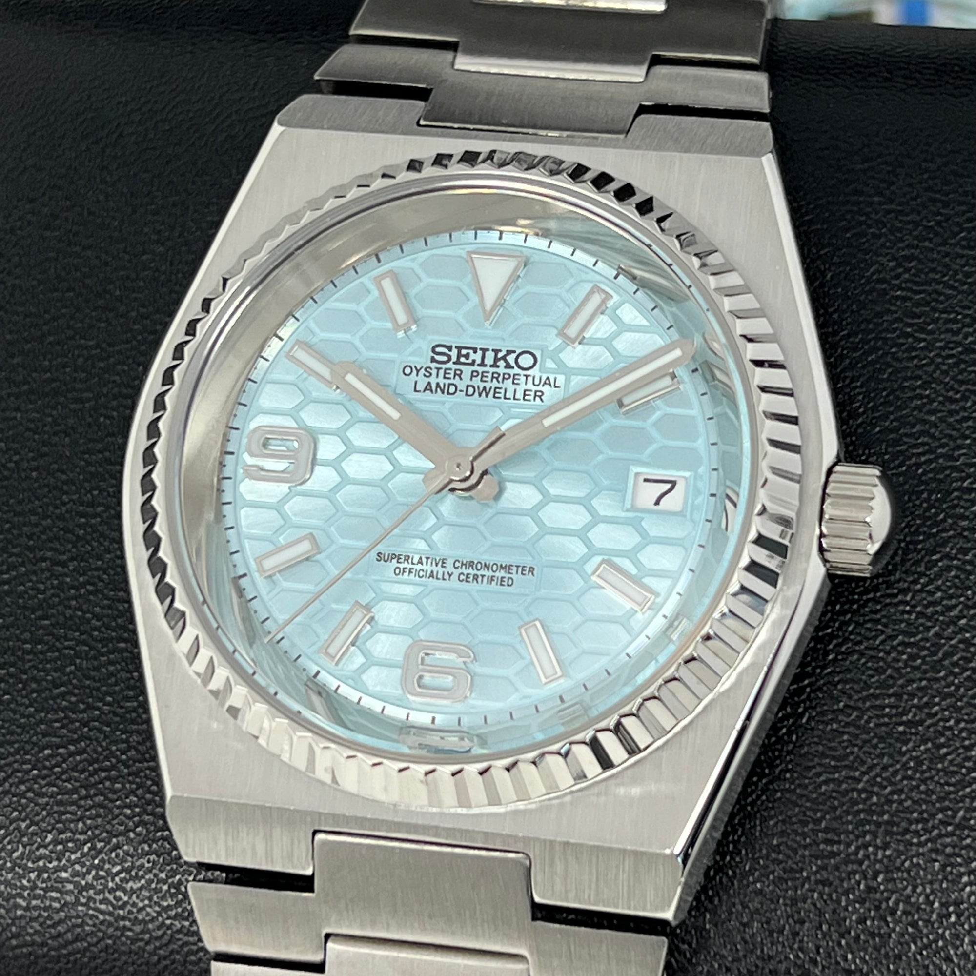 Custom Land Mod | Ice Blue Dial | 40mm Stainless Steel | Automatic Custom Watch | The 69 | The PRX | The Oak | The Fondue