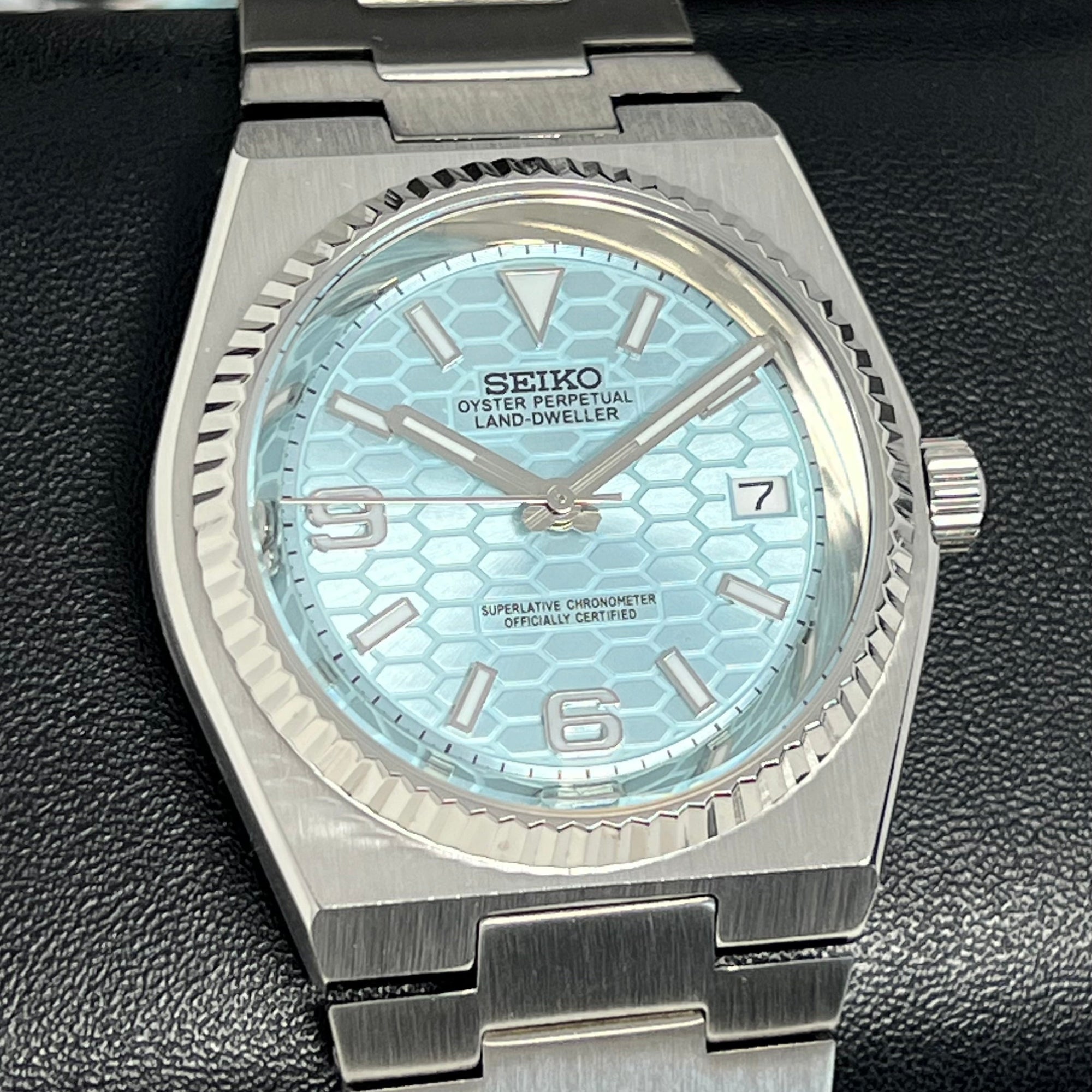 Custom Land Mod | Ice Blue Dial | 40mm Stainless Steel | Automatic Custom Watch | The 69 | The PRX | The Oak | The Fondue