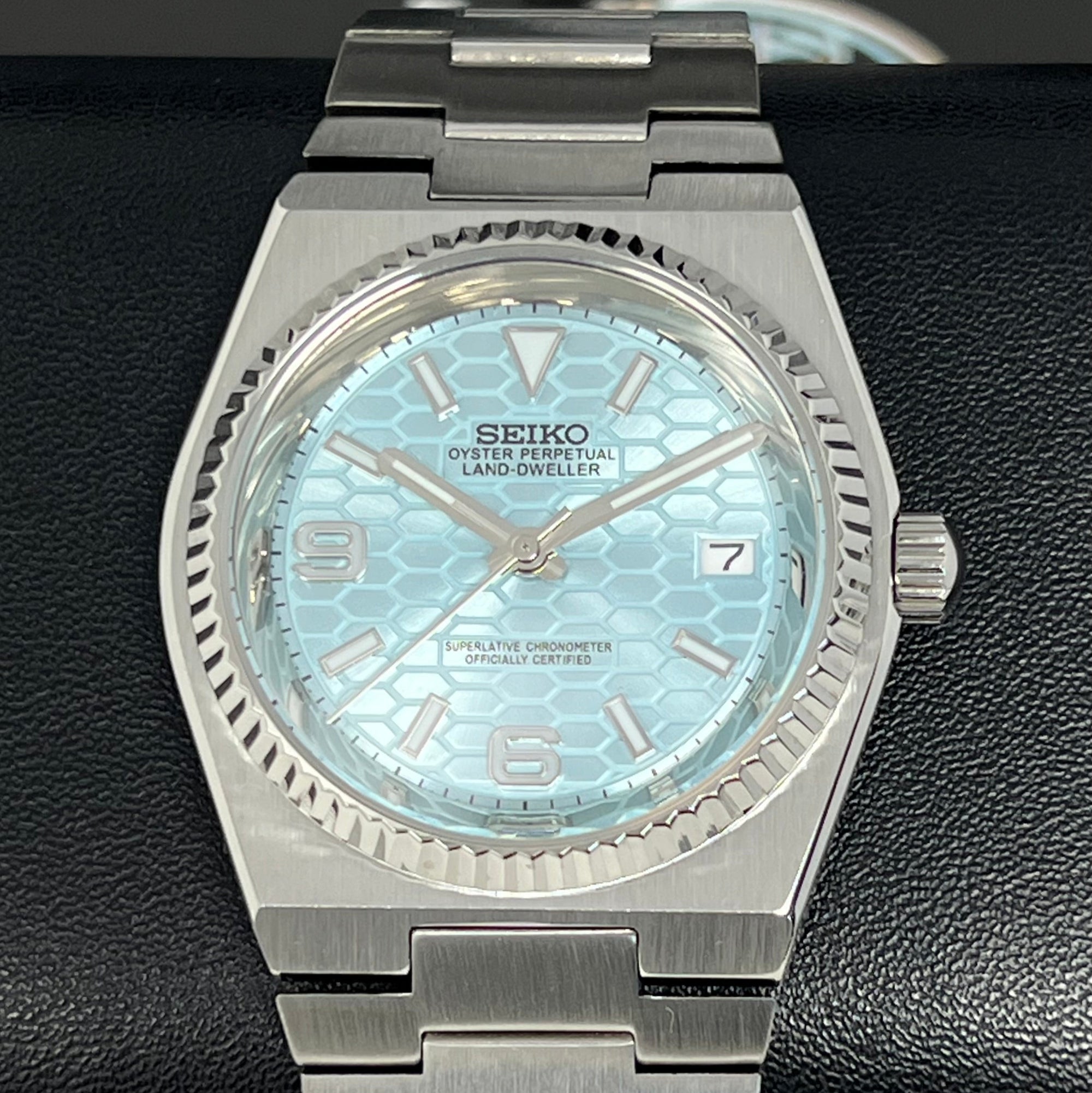 Custom Land Mod | Ice Blue Dial | 40mm Stainless Steel | Automatic Custom Watch | The 69 | The PRX | The Oak | The Fondue