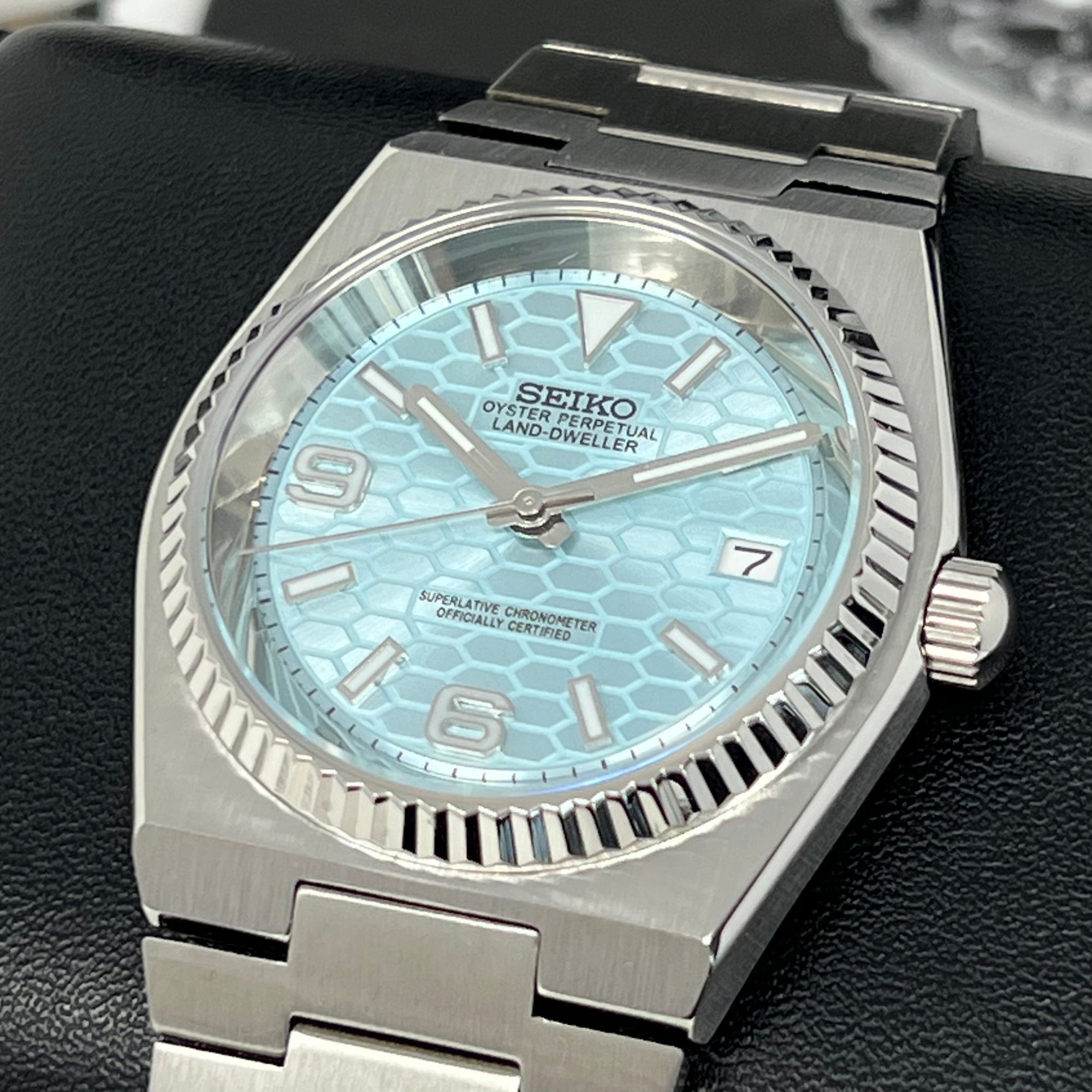Custom Land Mod | Ice Blue Dial | 40mm Stainless Steel | Automatic Custom Watch | The 69 | The PRX | The Oak | The Fondue