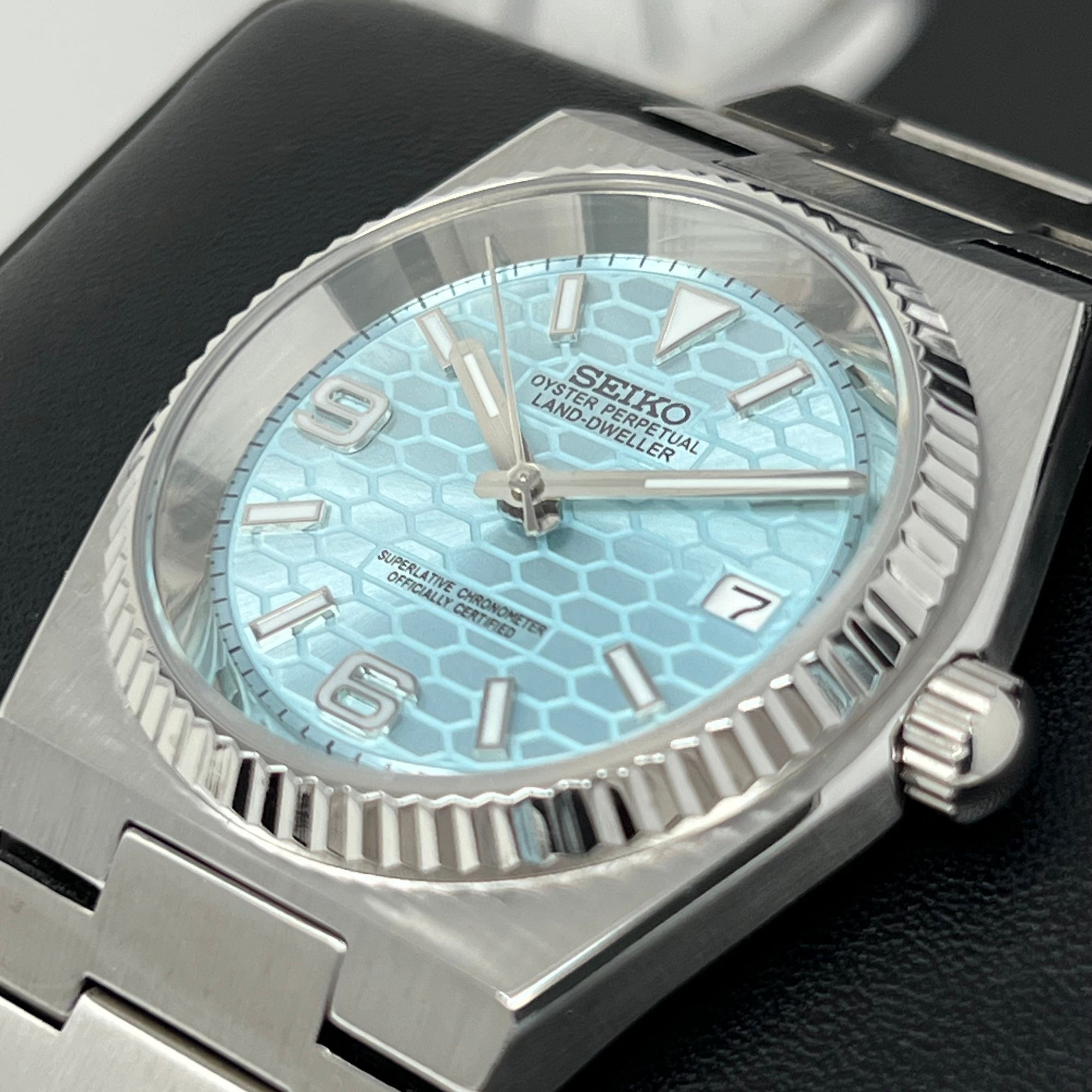 Custom Land Mod | Ice Blue Dial | 40mm Stainless Steel | Automatic Custom Watch | The 69 | The PRX | The Oak | The Fondue