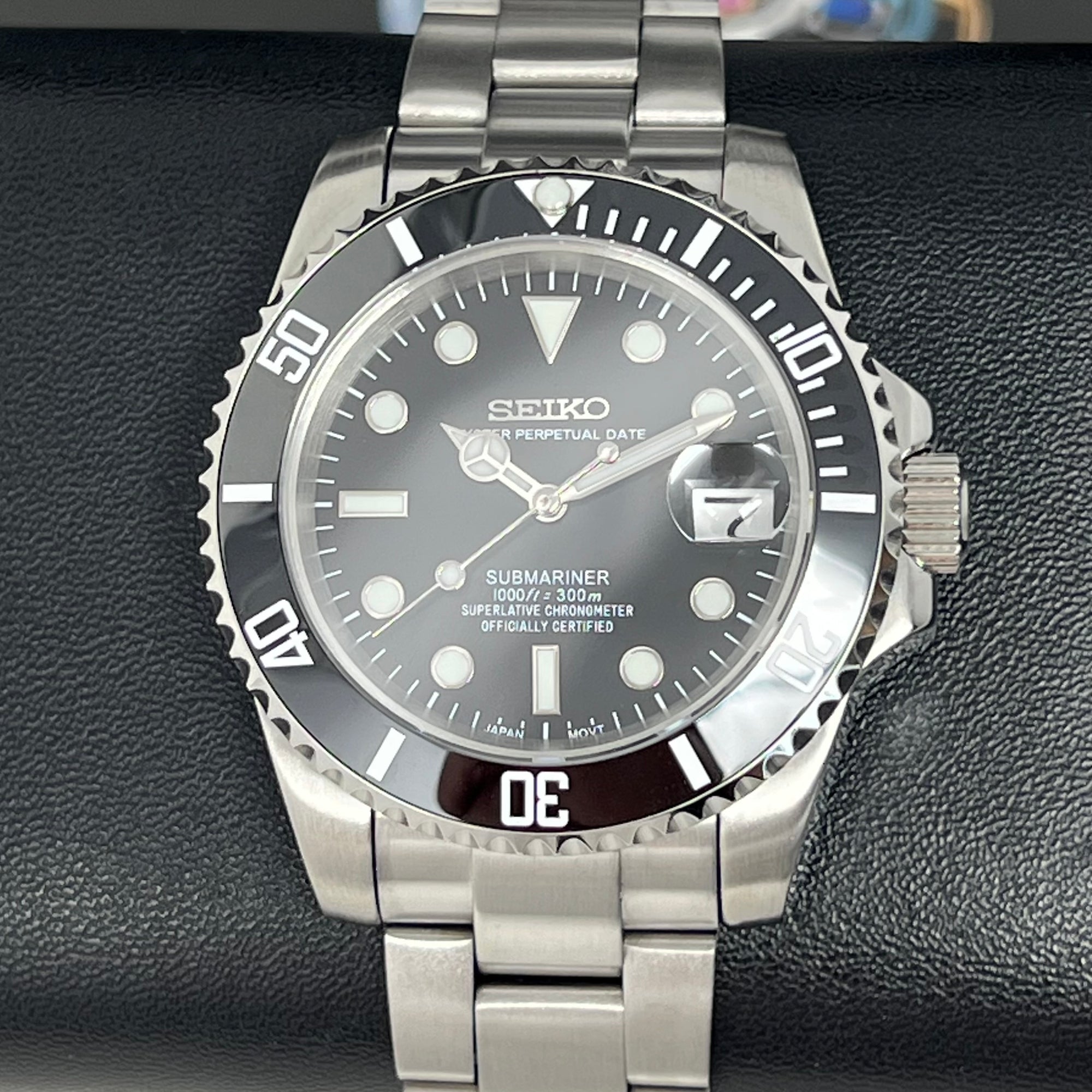 Custom Black Sub Watch | Stainless Steel | Sapphire Crystal | Ceramic Bezel | Black Watch Mod | NH35 Automatic Movement