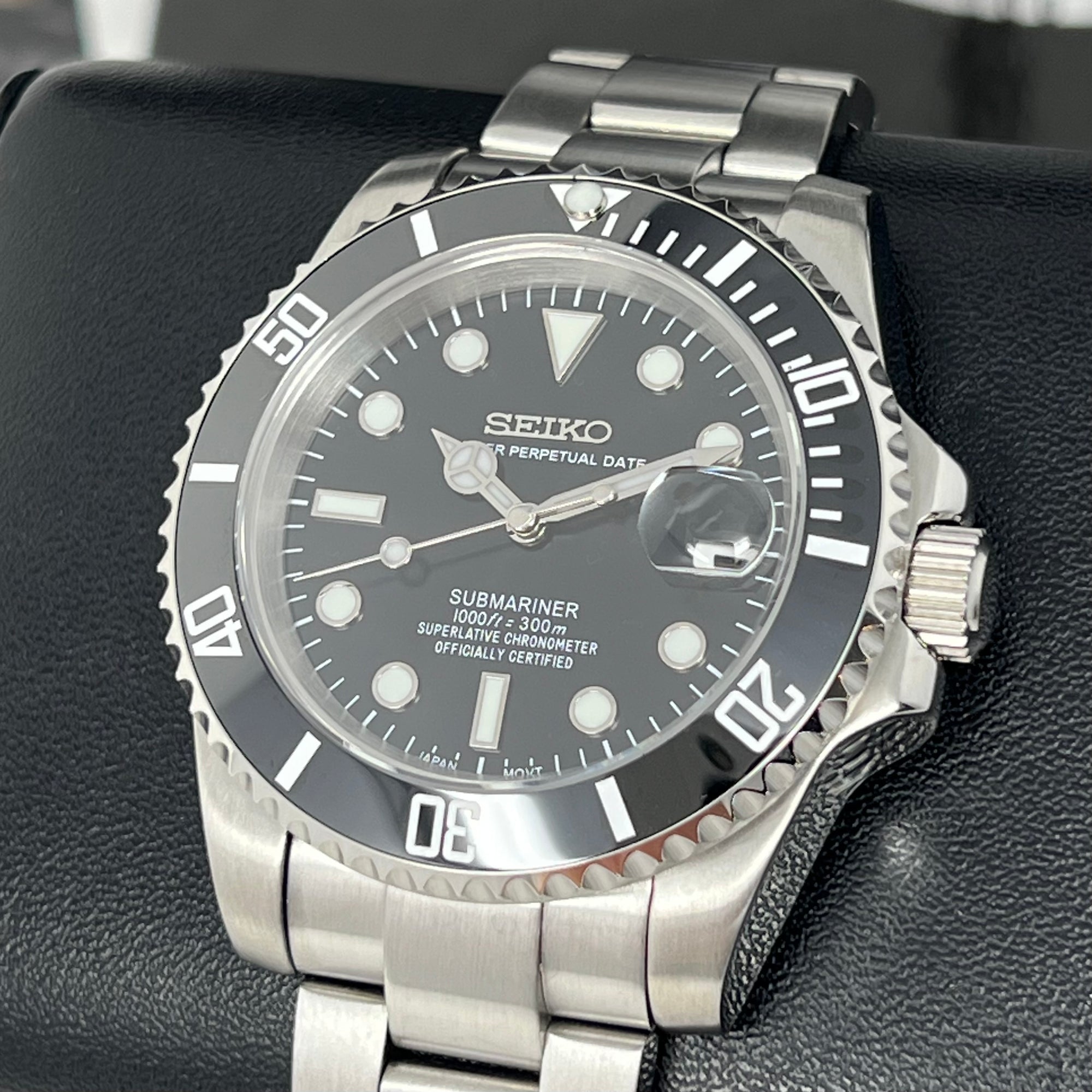 Custom Black Sub Watch | Stainless Steel | Sapphire Crystal | Ceramic Bezel | Black Watch Mod | NH35 Automatic Movement