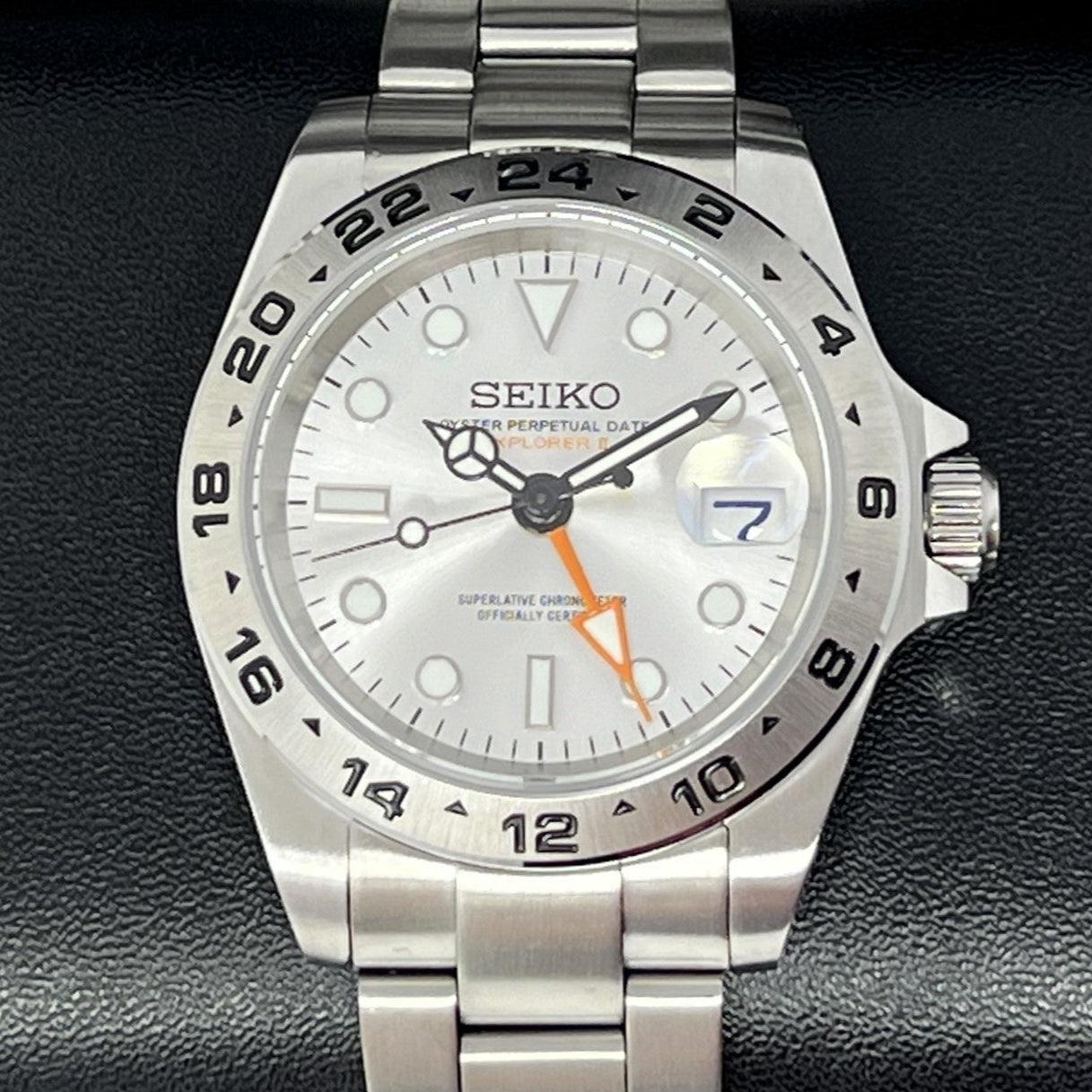 Custom Exp II Watch | White or Silver | 4 Hand GMT | 41mm, Stainless Steel Sports Watch, White Dial, NH34 Automatic Movement