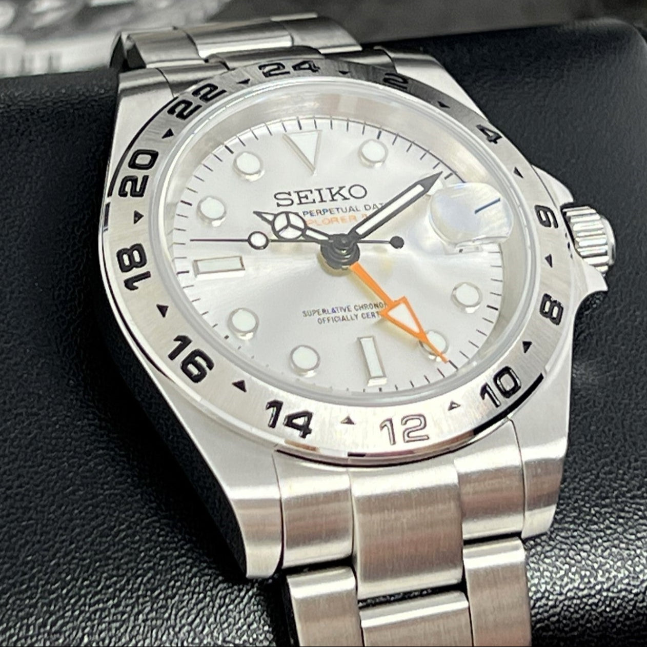 Custom Exp II Watch | White or Silver | 4 Hand GMT | 41mm, Stainless Steel Sports Watch, White Dial, NH34 Automatic Movement