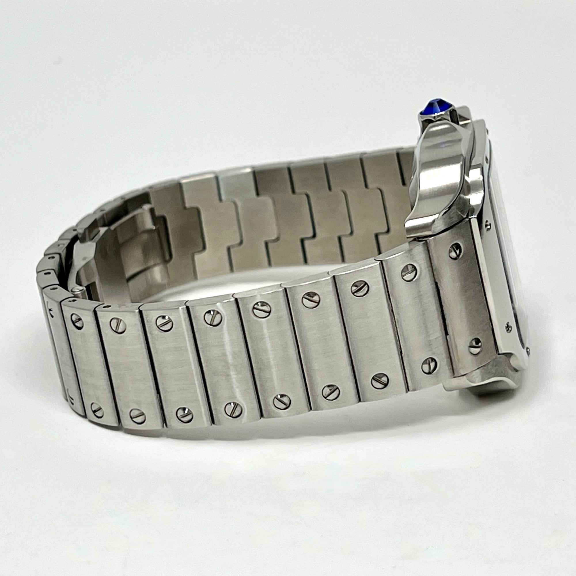Custom Santos Mod | Fuck 9 to 5 Watch | Stainless Steel Watch | 38mm | Silver Automatic Watch | NH35 Movement | White Dial | Red