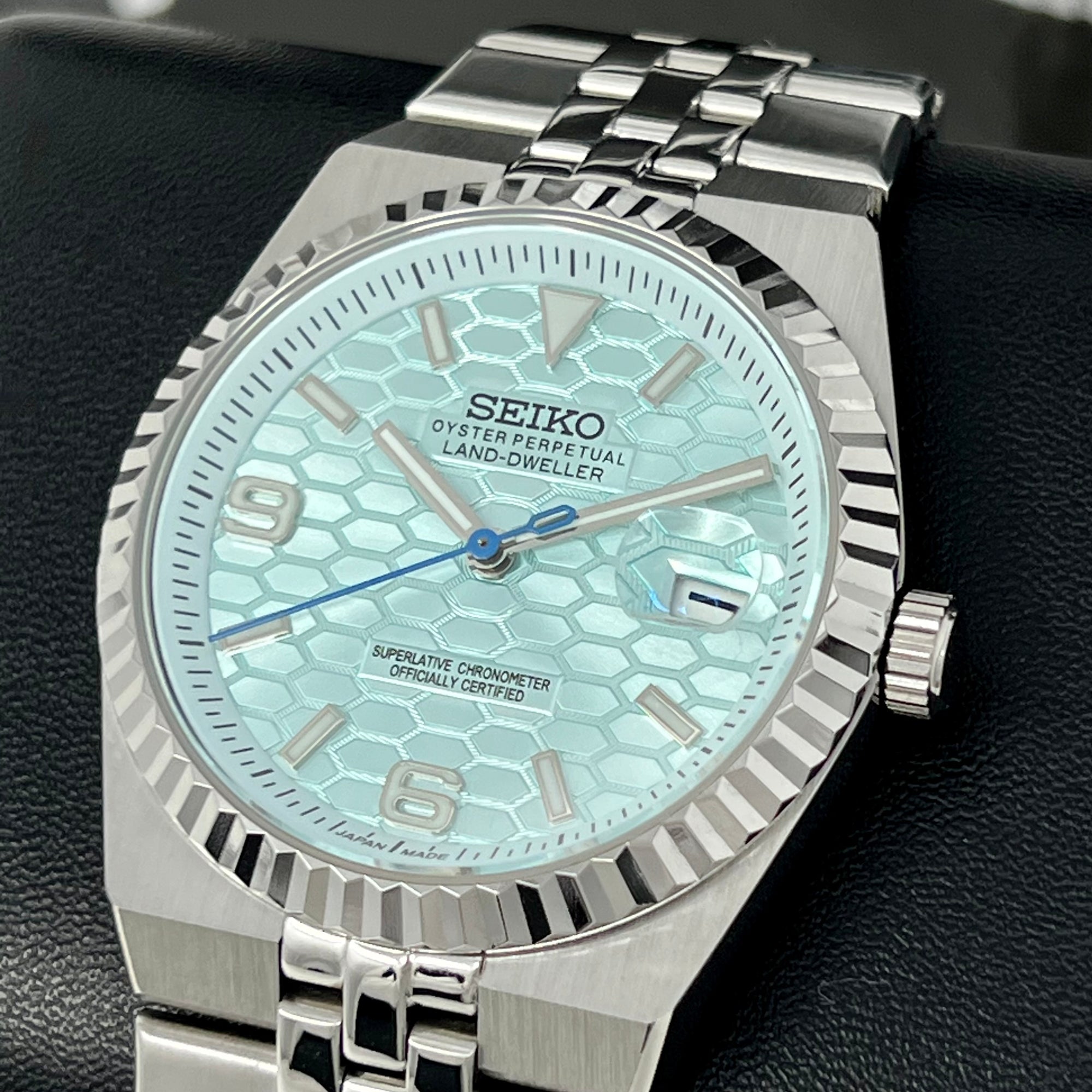 Custom Land Mod | Ice Blue Dial | 40mm Stainless Steel | Jub Bracelet | Automatic Custom Watch | The 69 | The PRX | The Oak | The Fondue