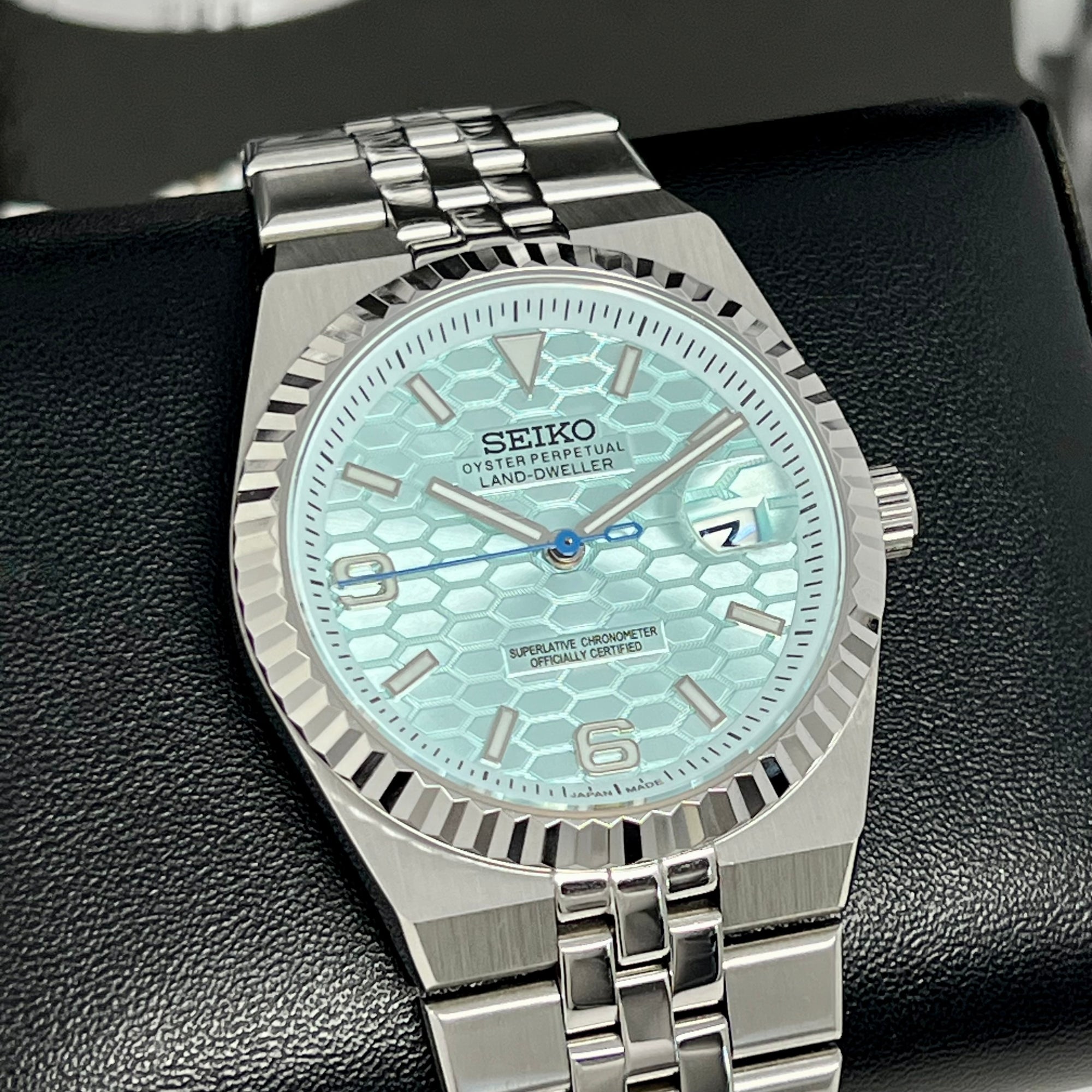 Custom Land Mod | Ice Blue Dial | 40mm Stainless Steel | Jub Bracelet | Automatic Custom Watch | The 69 | The PRX | The Oak | The Fondue