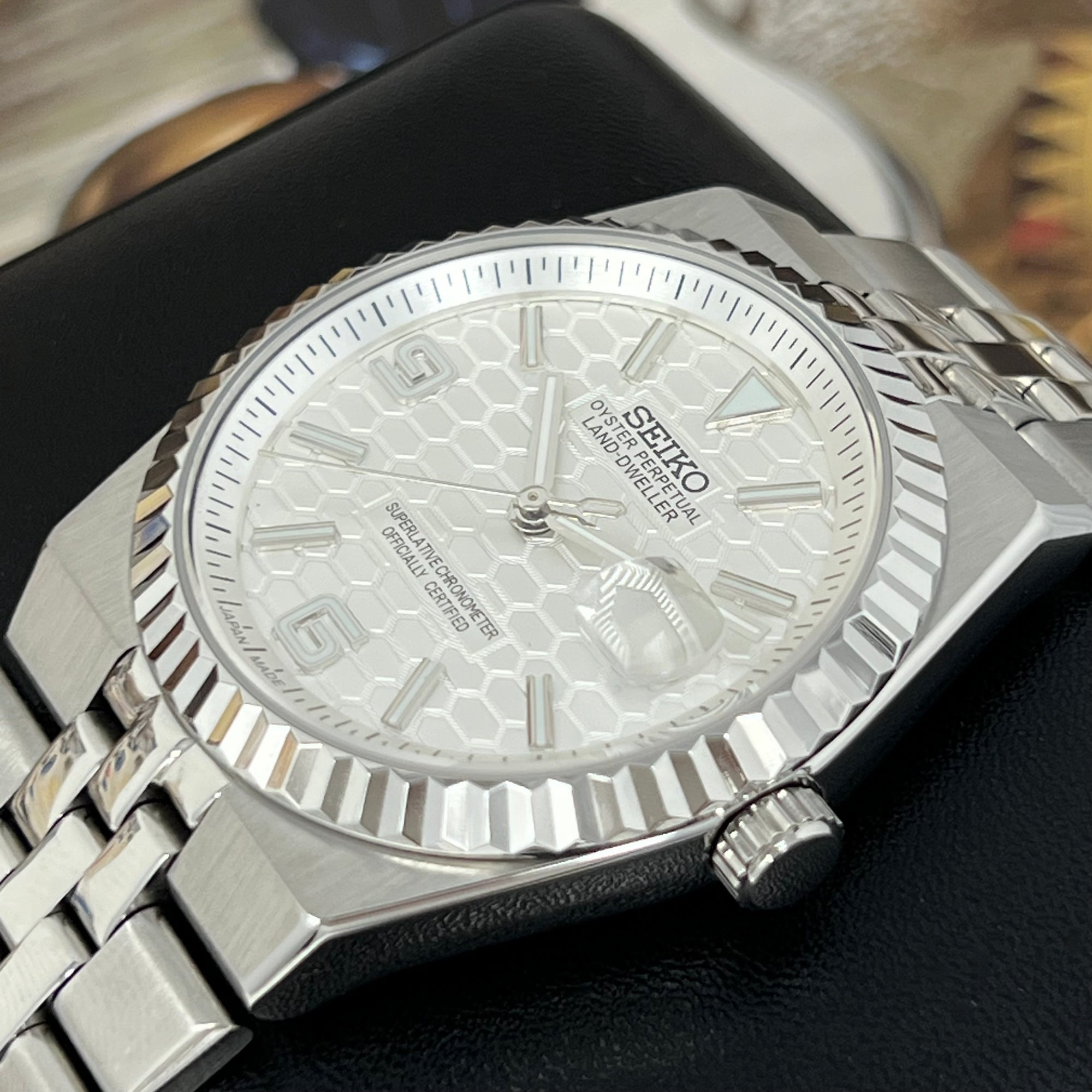 Custom Land Mod | White Dial | 40mm Stainless Steel | Jub Bracelet | Automatic Custom Watch | The 69 | The PRX | The Oak | The Fondue