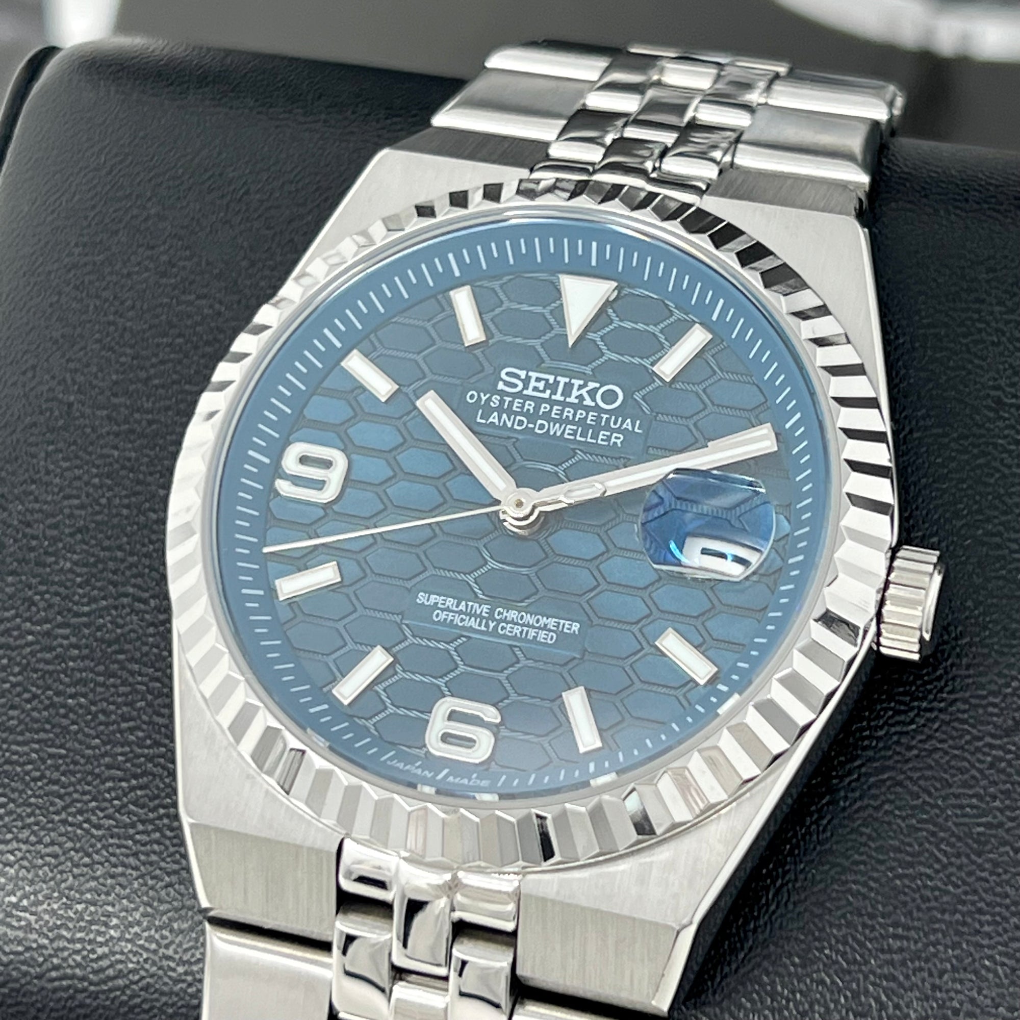 Custom Land Mod | Royal Blue Dial | 40mm Stainless Steel | Jub Bracelet | Automatic Custom Watch | The 69 | The PRX | The Oak | The Fondue
