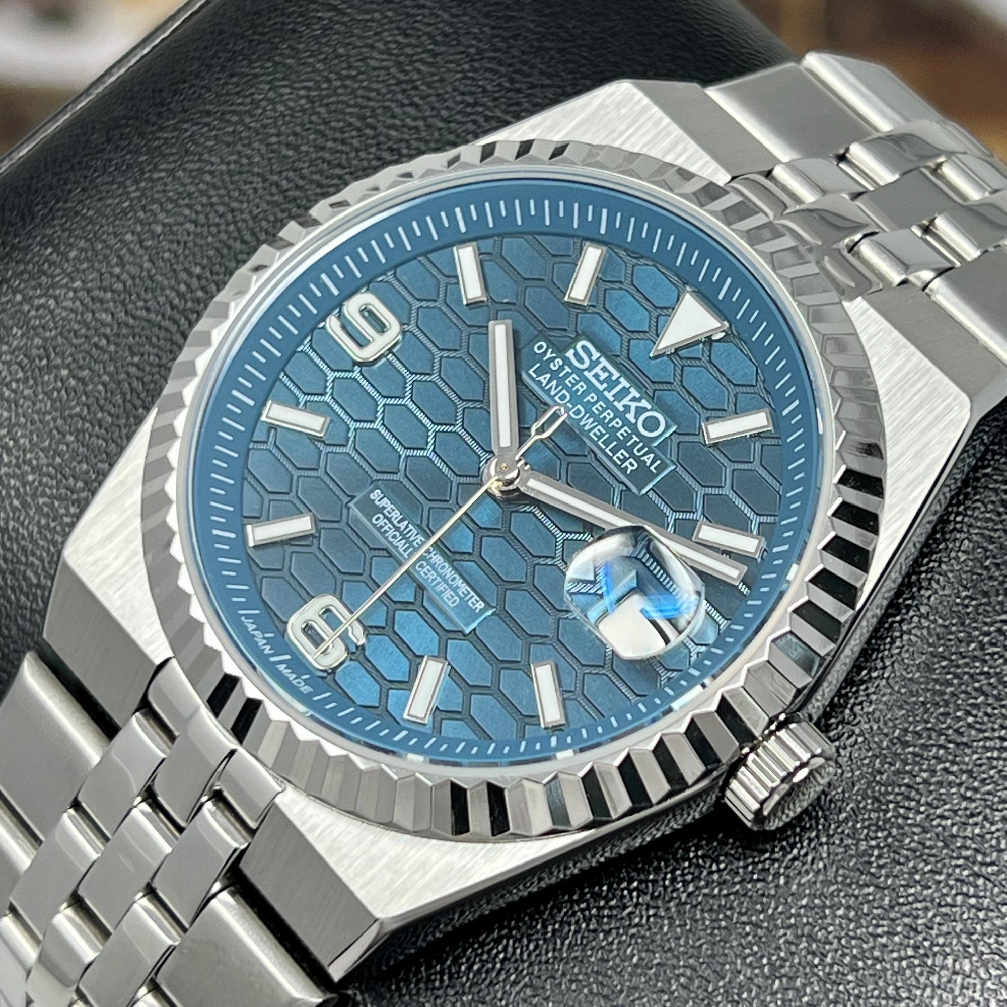 Custom Land Mod | Royal Blue Dial | 40mm Stainless Steel | Jub Bracelet | Automatic Custom Watch | The 69 | The PRX | The Oak | The Fondue