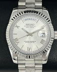 Custom Miyota Day Date Mod | Fluted Bezel | Silver White Dial | Pres Bracelet | Date | Miyota 8285 | Mod