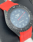 Custom Stealth Blackout Yacht | SKX007 | Men's Watch | Dive Watch | Red Rubber | Mod | 100M | Custom Mod | Watch Mod | Diver