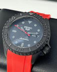 Custom Stealth Blackout Yacht | SKX007 | Men's Watch | Dive Watch | Red Rubber | Mod | 100M | Custom Mod | Watch Mod | Diver