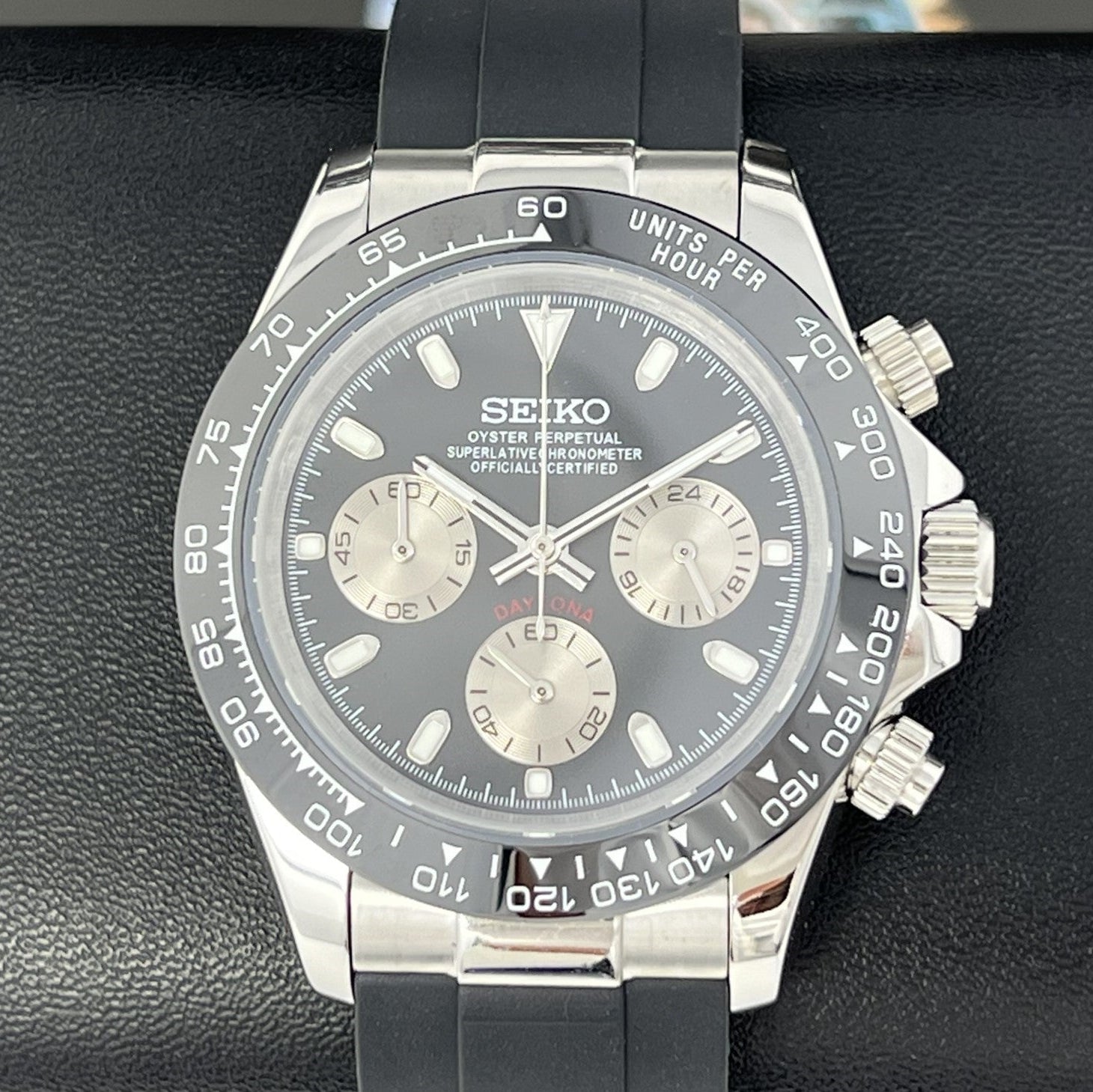 Custom Daytona - Luxury Black Rubber Chronograph | Chrono | Wristwatch | Mens Watch | Sport Watch | VK63 | Quartz Watch | Cosmograph Automatic