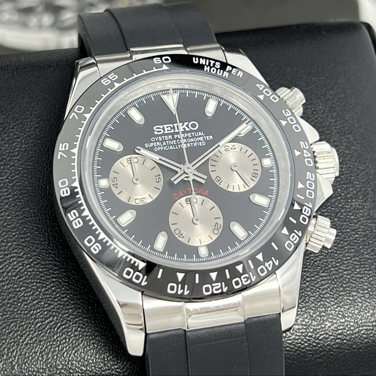 Custom Daytona - Luxury Black Rubber Chronograph | Chrono | Wristwatch | Mens Watch | Sport Watch | VK63 | Quartz Watch | Cosmograph Automatic