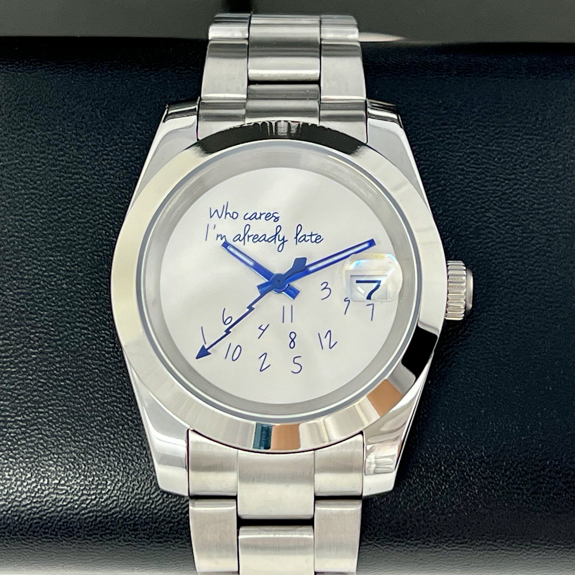 Custom Who Cares I'm Already Late - 36mm or 39mm, Luxury Automatic Watch, NH35 Movement, Mod, Watch Mod