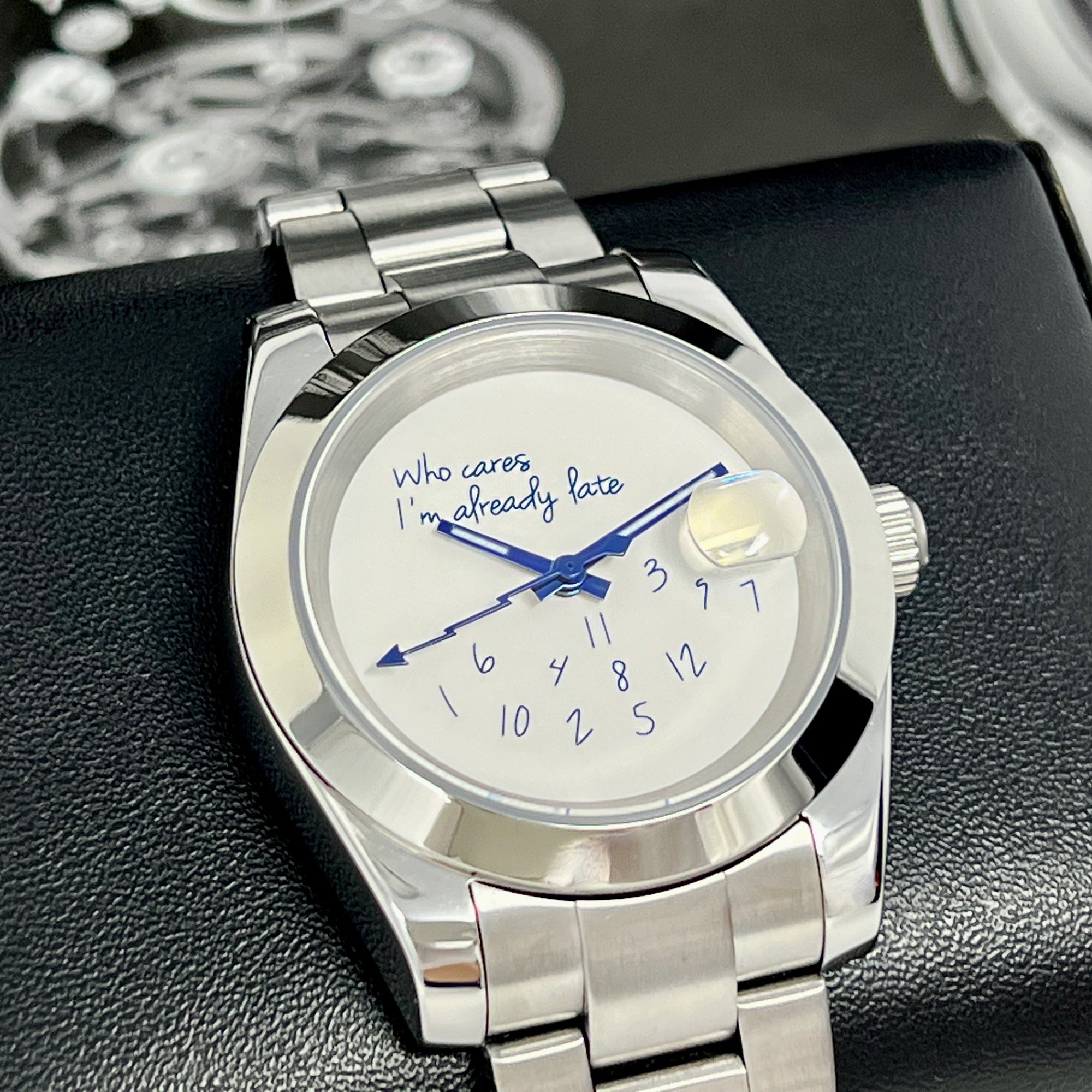 Custom Who Cares I'm Already Late - 36mm or 39mm, Luxury Automatic Watch, NH35 Movement, Mod, Watch Mod