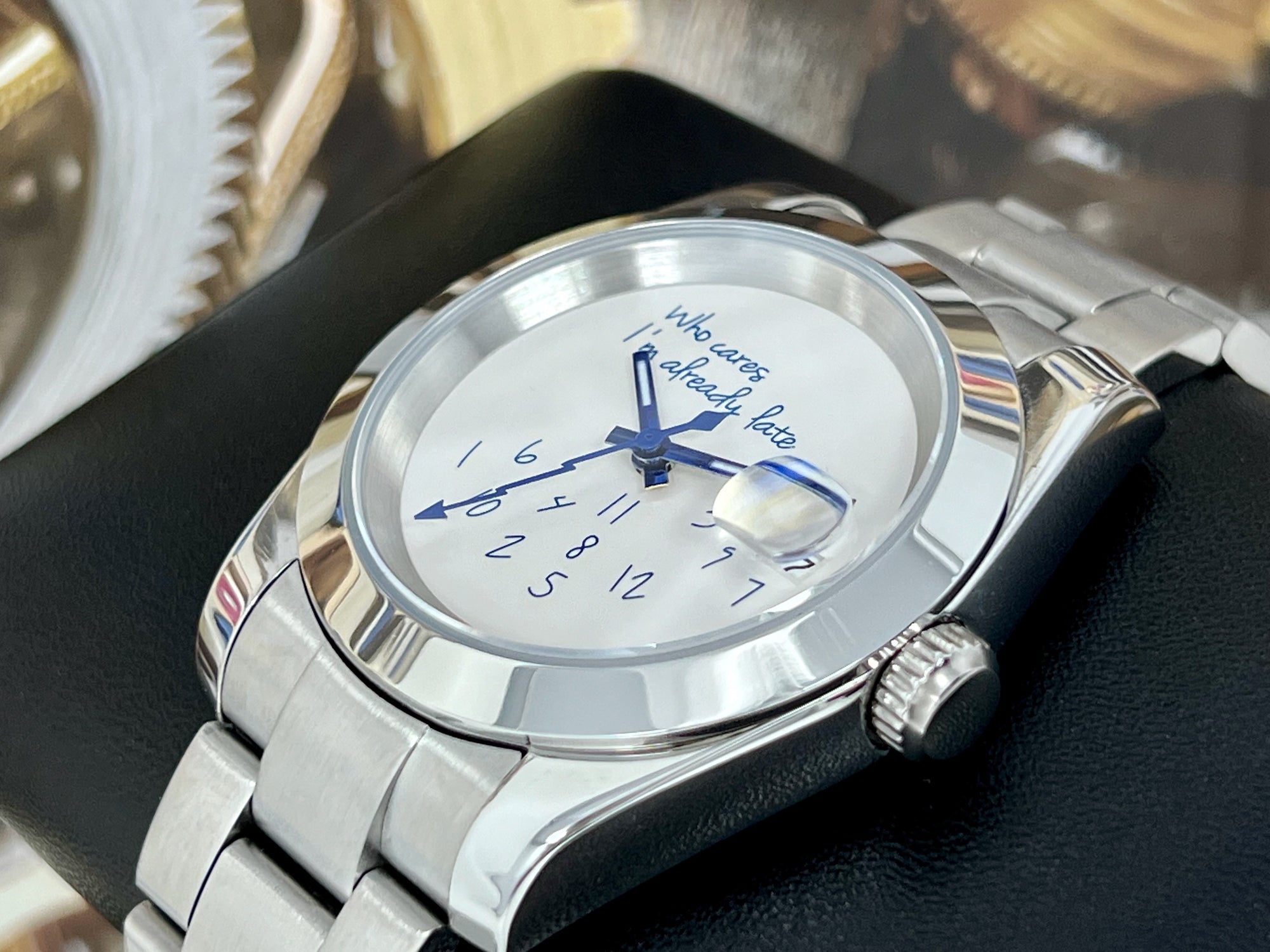 Custom Who Cares I'm Already Late - 36mm or 39mm, Luxury Automatic Watch, NH35 Movement, Mod, Watch Mod