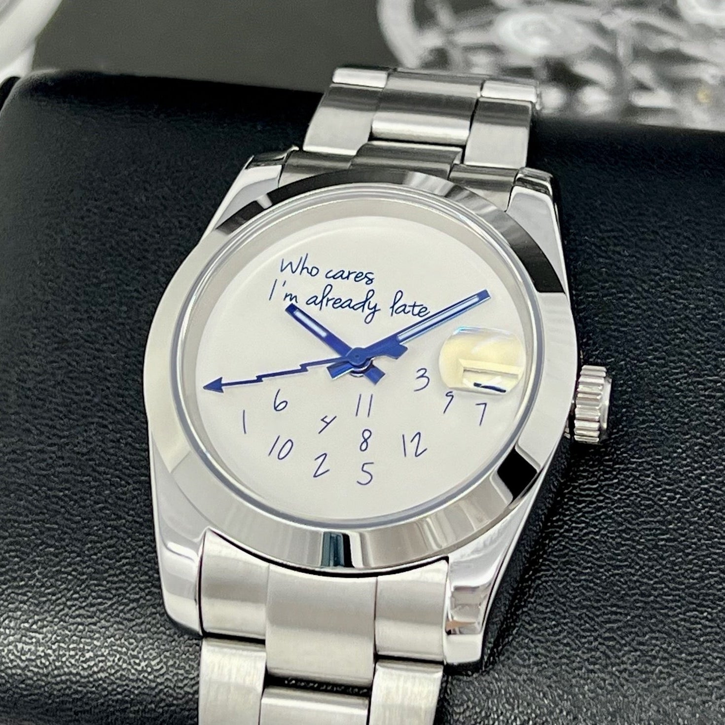 Custom Who Cares I'm Already Late - 36mm or 39mm, Luxury Automatic Watch, NH35 Movement, Mod, Watch Mod