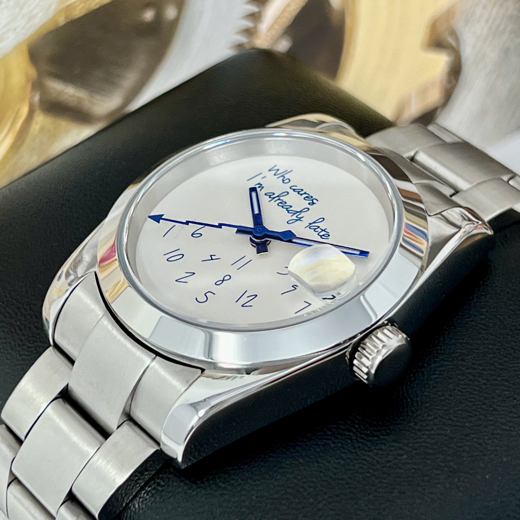 Custom Who Cares I'm Already Late - 36mm or 39mm, Luxury Automatic Watch, NH35 Movement, Mod, Watch Mod